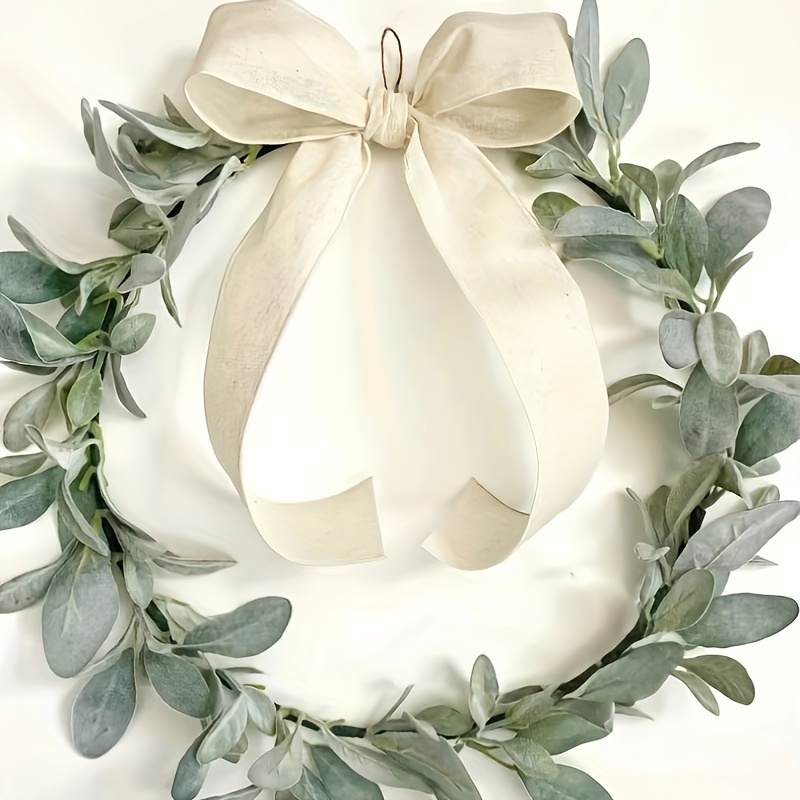 Image of Wreaths Made Of Lamb's Ear And Flowers, Seasonal Wreaths, Wreaths, Minimalist Wreaths For Everyday Home Decor
