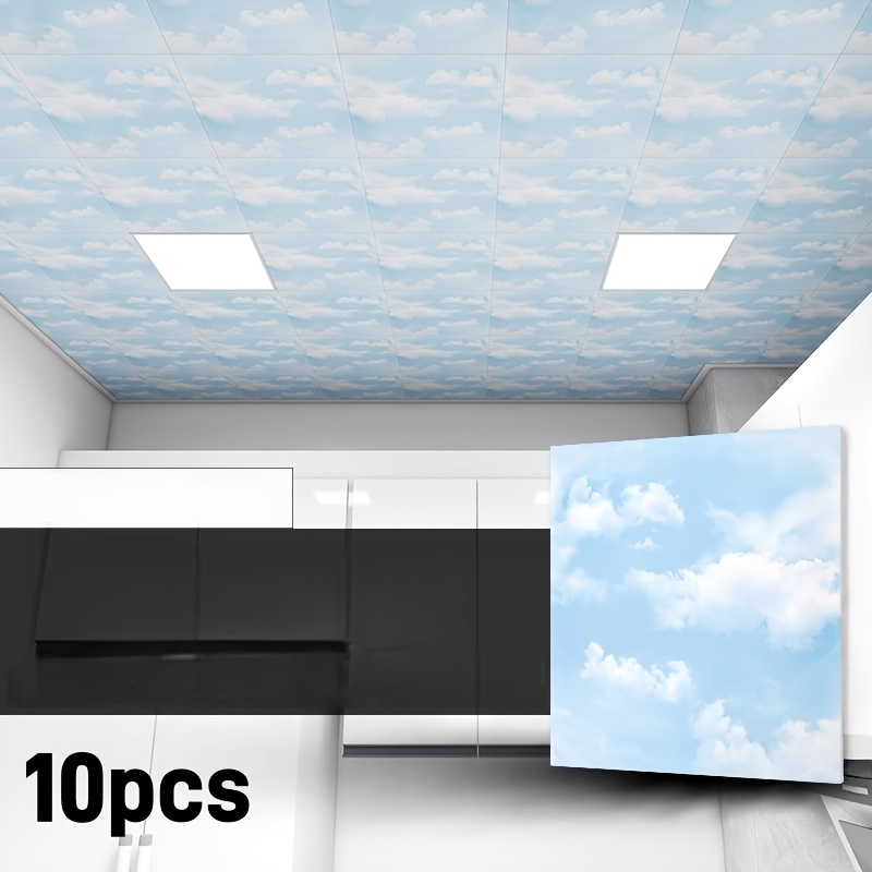 10pcs/20pcs 30x30cm Wall Panel Ceiling Wall Sticker, Premium Pvc Wall Panel, Fireproof, Waterproof, Lightweight Wall Sticker