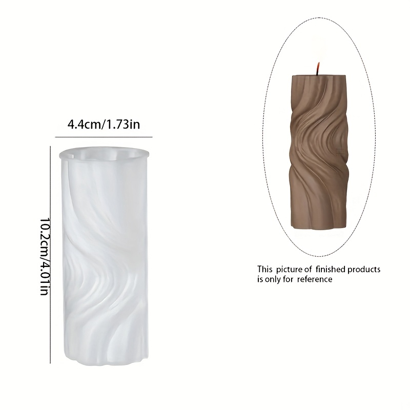 Image of 3d Wave Silicone Mold - Diy Unique Candle & Aroma Diffuser, Reusable For Plaster/resin Craft Cylinders And Geometric Candles - Home Decor Tabletop Artisan Piece