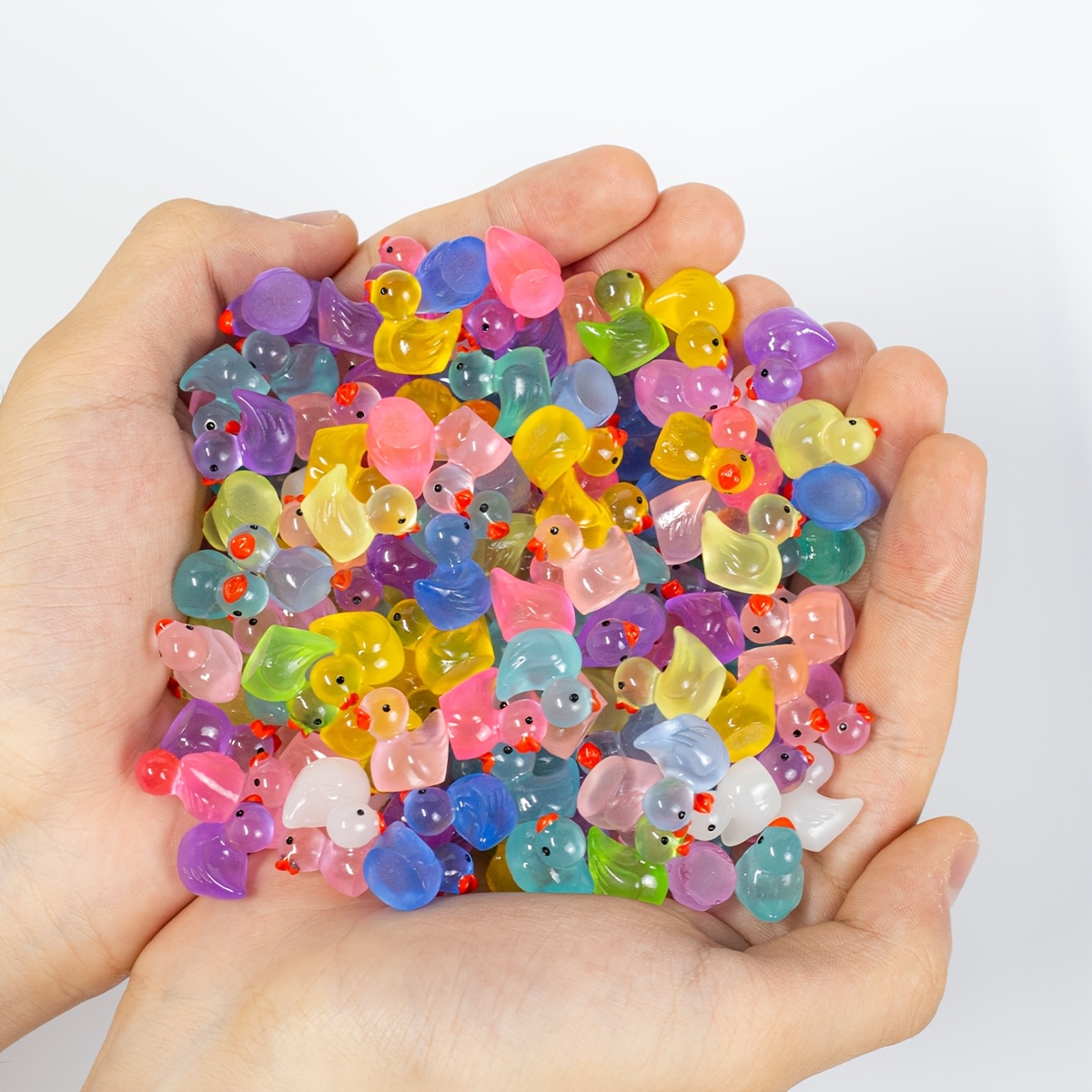 TEMU 110pcs Mini Luminous Ducks, Resin Duck Figurines Ornaments, Suitable For Party Favors And Gift Fillers, Cute Micro Landscape Decorations, Random