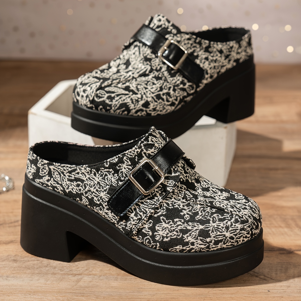 TEMU New 2026 Thick-soled Platform With A High Heel And Closed Toe, Featuring A Chunky Heel And Design., Women Shoes