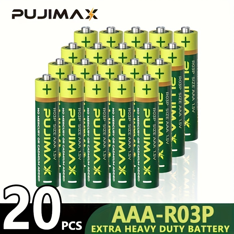 

Pujimax Aaa Carbon Batteries - 20/40/60pcs, 1.5v R03p Disposable Dry Cells For Remote Controls & Toys, Long-lasting 3-year