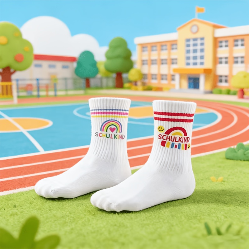 1 pair  ow design   calf socks cute schulkind crew socks for comfortable breathable socks back to gift back to gift