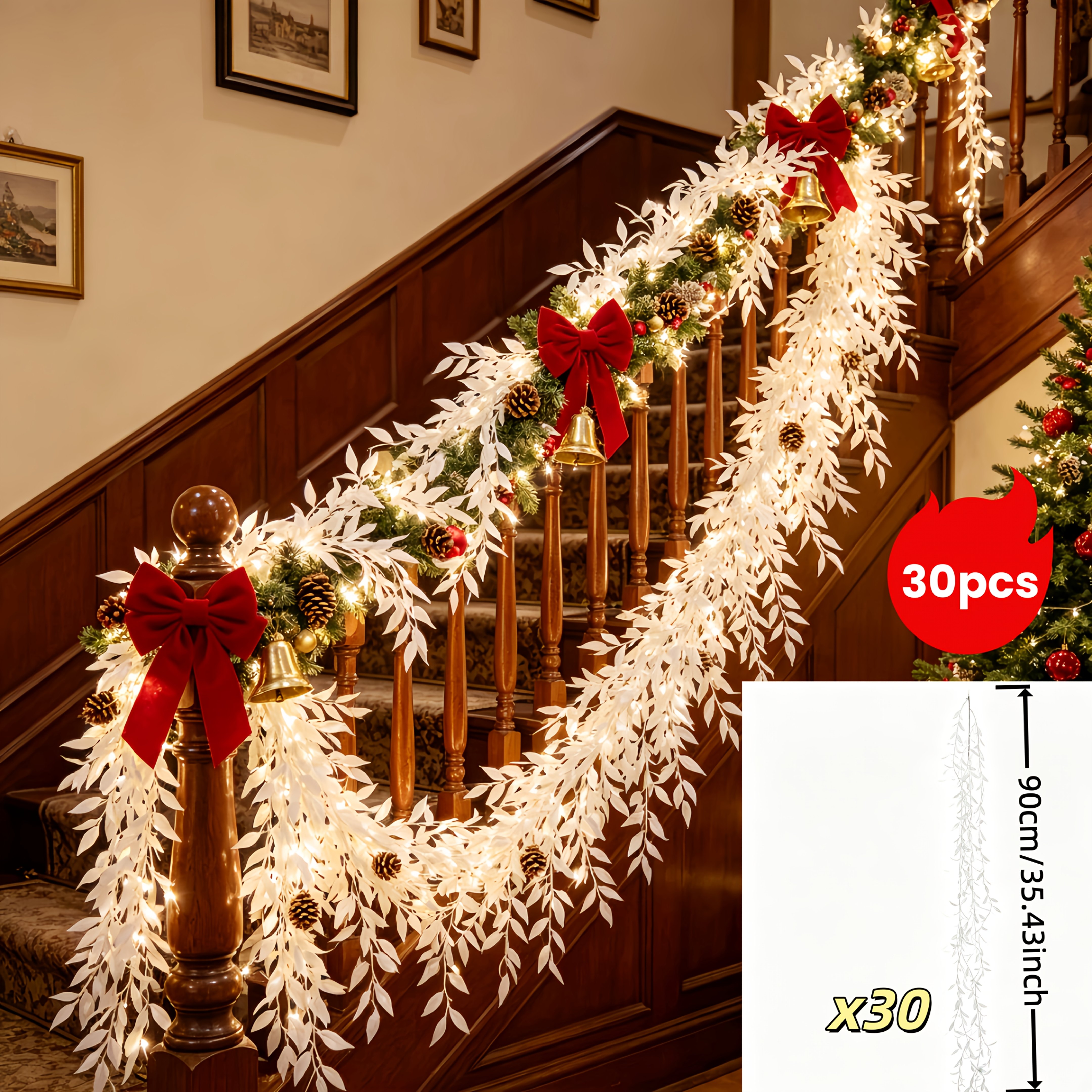 TEMU 30pcs High-quality White , Charming Exquisite Design Suitable For Party Decorations, Courtyard, Doorway, Garden, Wall, Christmas Decor, Winter