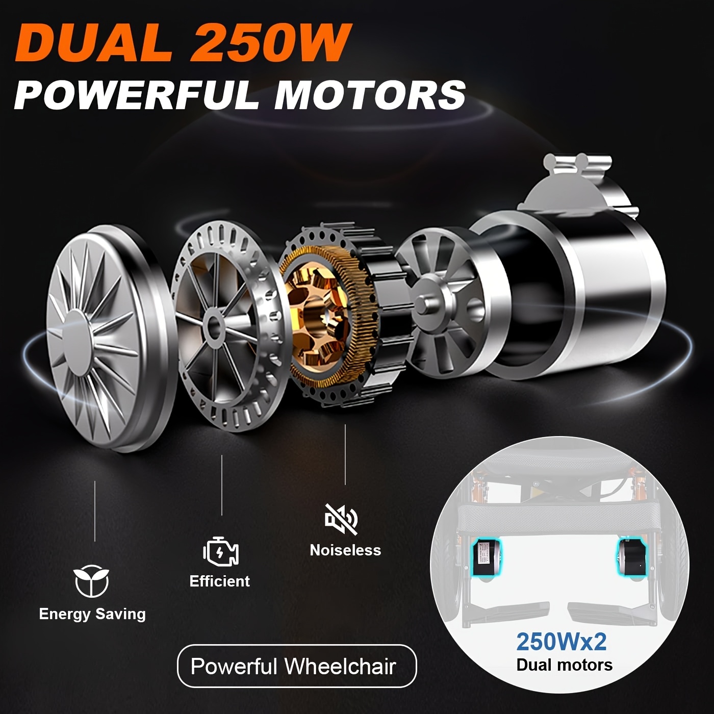 50cm wide seat adult electric wheelchair adult foldable wheelchair 150kg 40cm large front wheel   wheelchair 500 watt foldable wheelchair electromagnetic braking effect at   32 kilometers supplies for the disabled Product details 1