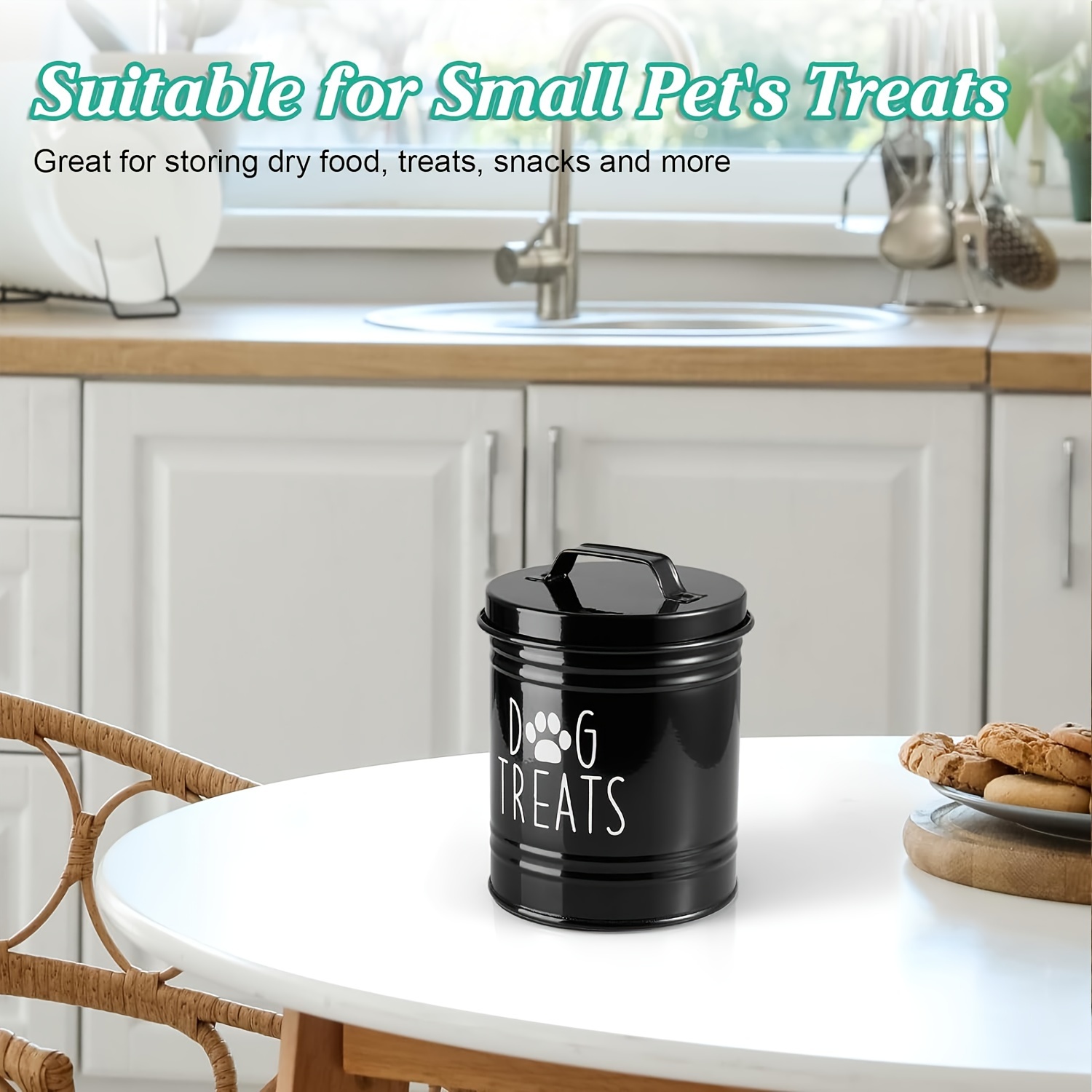 TEMU Metal Dog Treats - Airtight Pet Lid, Moisture-, For Pet And Dry , , For Pet , 54 Oz , Uncharged