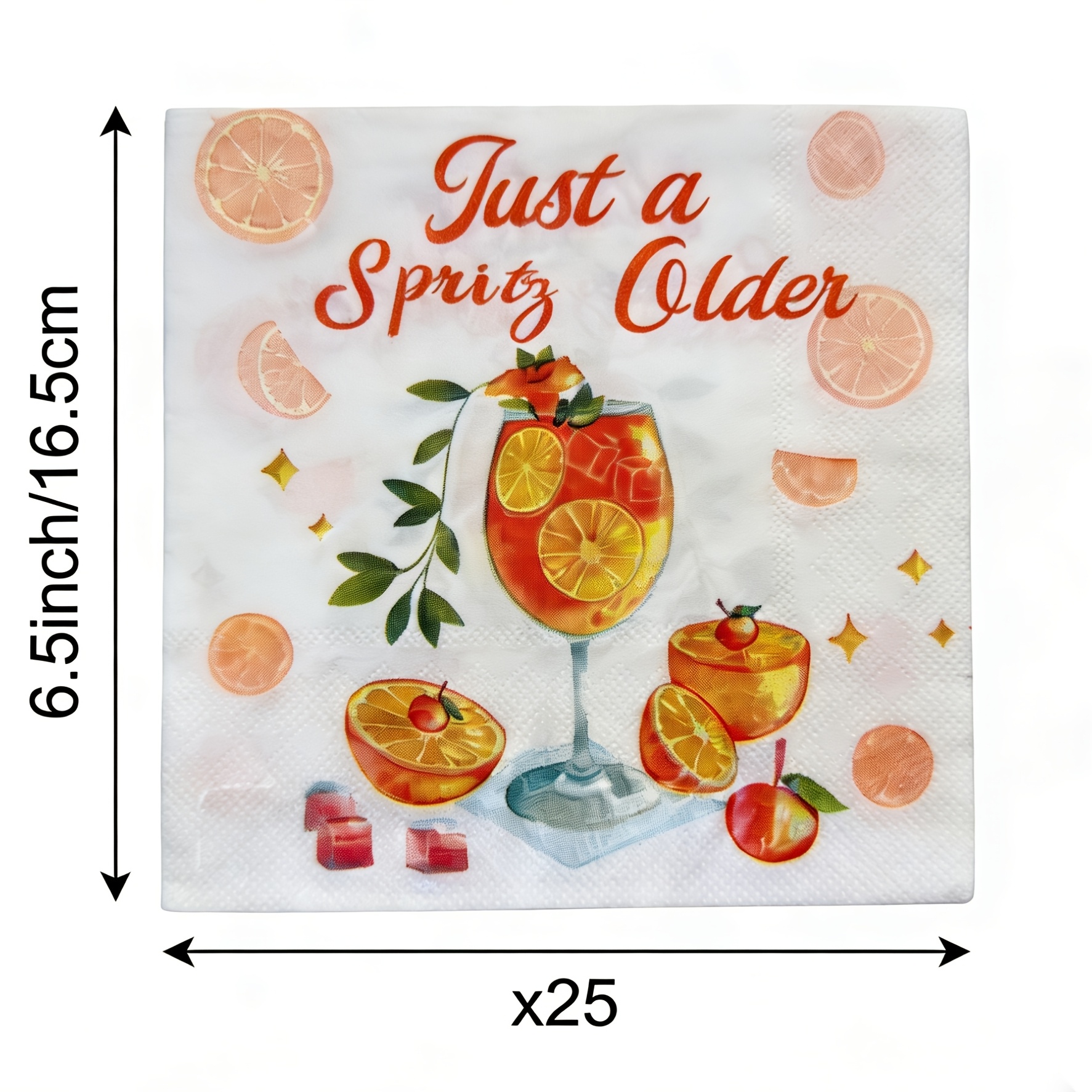 A Set Of 25pcs, Orange Wine Glass Themed Party Disposable Paper Napkins For Halloween、christmas