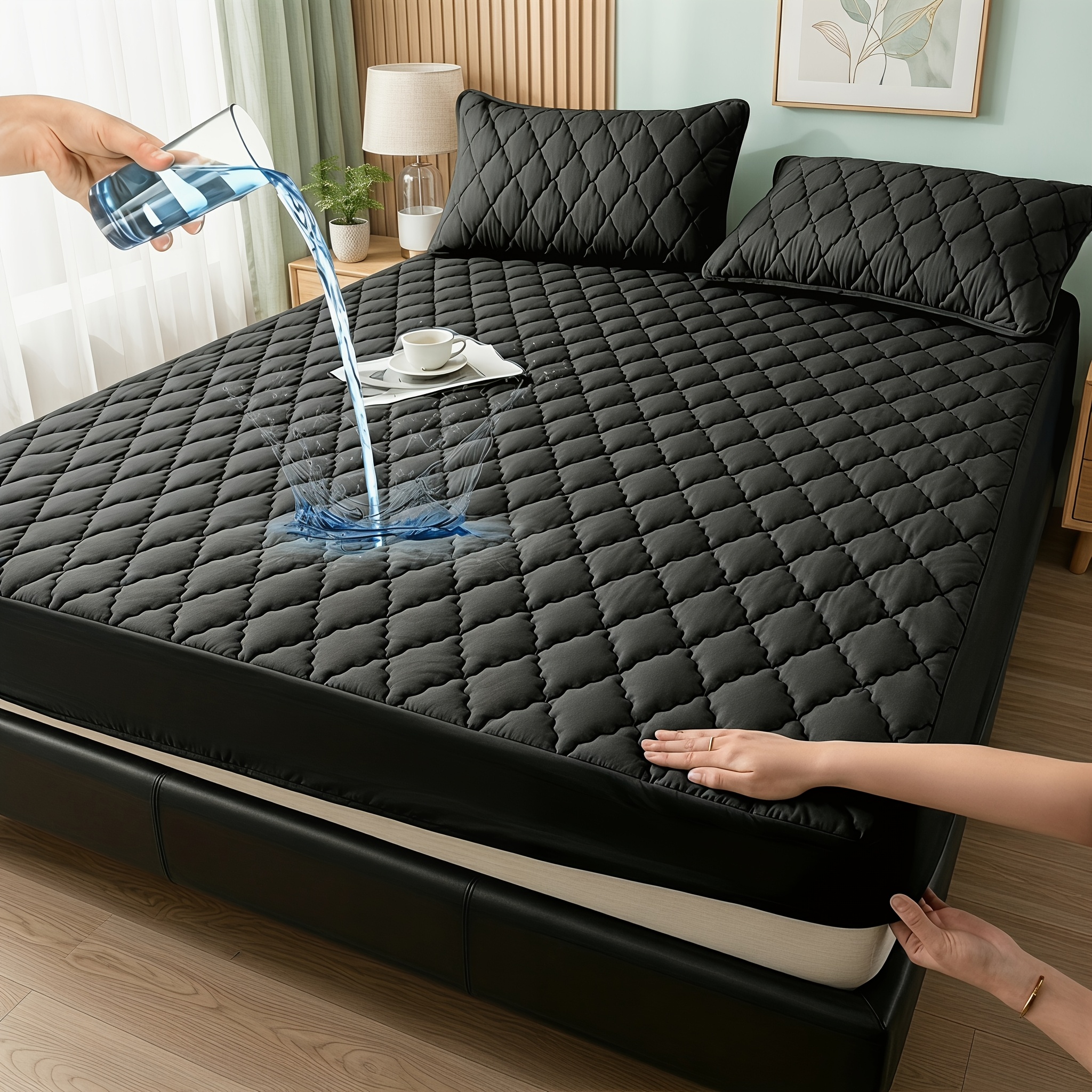 1pc Waterproof Fitted Sheet Mattress Protector, Ultra Soft Breathable Silent Mattress Cover, Deep Pocket , Washable, , Mattress Pad, Suitable For Dormitory Bedroom Hotel Multi-scene Use