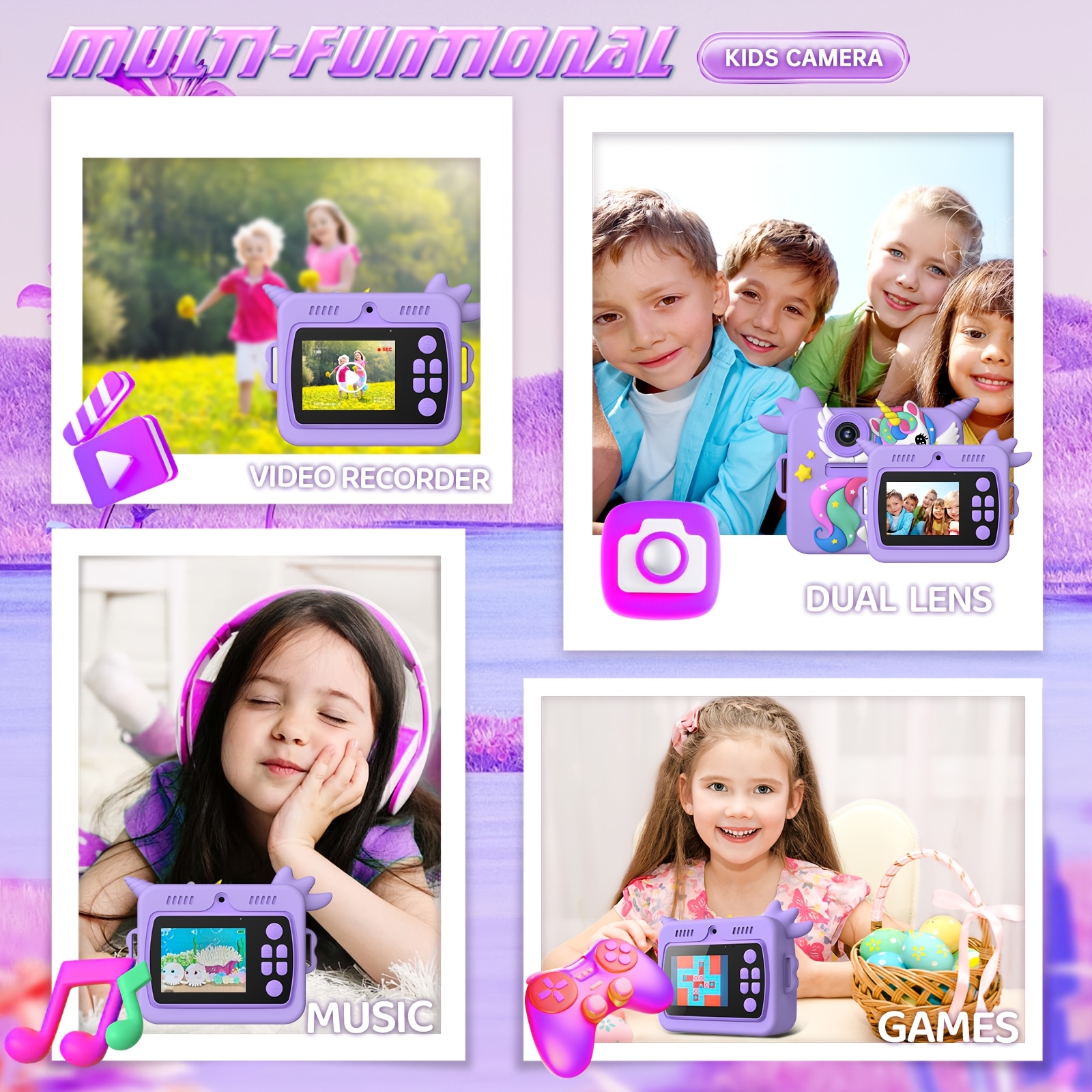 Ushining Appareil Photo à Impression Instantanée pour Enfant, Appareil