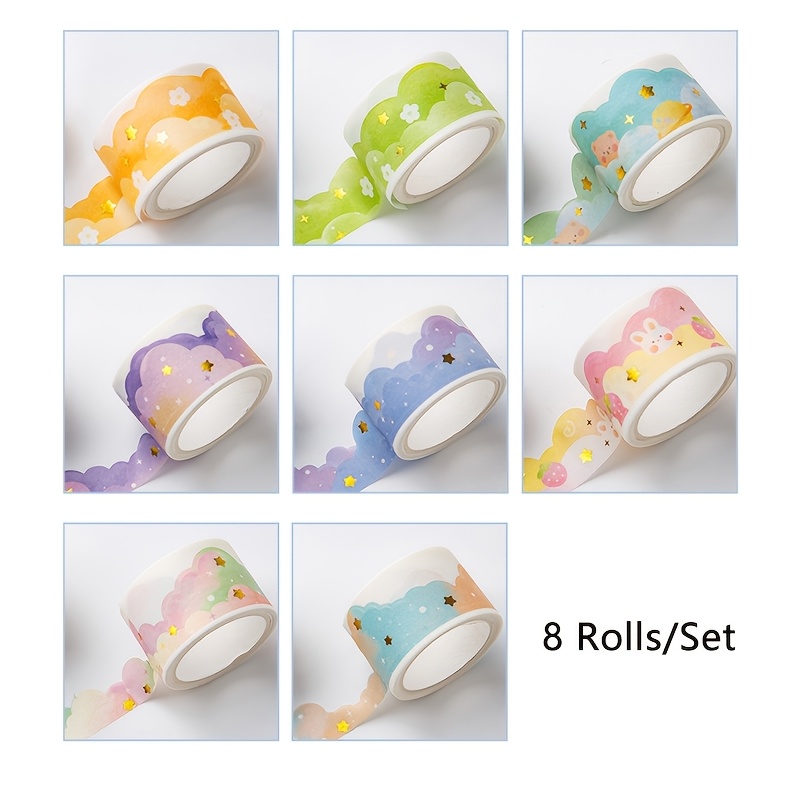 Image of Pack Dream Theme Washi Tape Decorative Tape Craft Tape For Journal Photo Album Decoration Craft Tape Border Decorative Tape Pattern Aesthetic Washi Tape And Paper Tape (