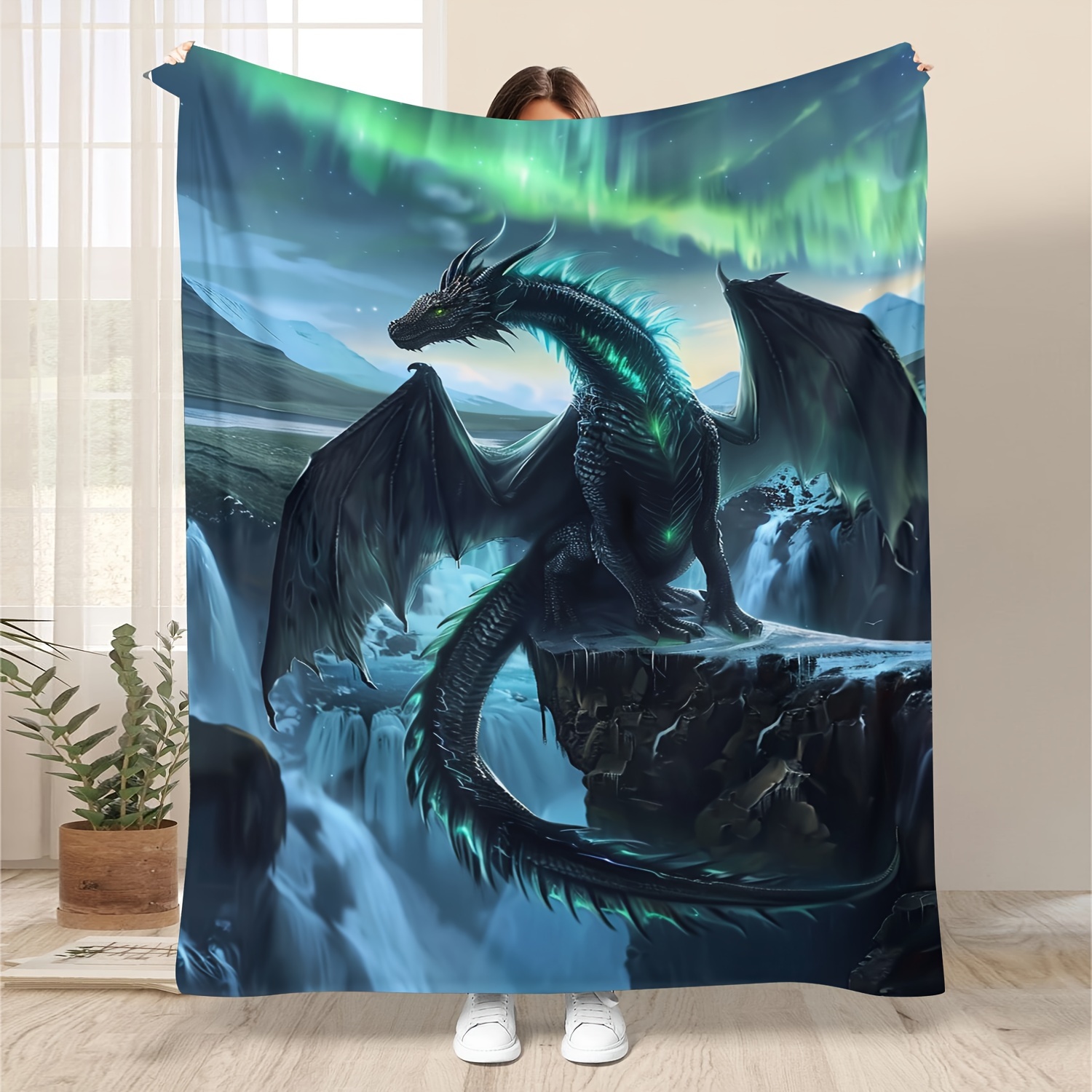 

Cozy Dragon-themed Flannel Throw Blanket - Soft, Warm, And Perfect For Couch, Bed, Office, Or Travel - Ideal Gift For Friends