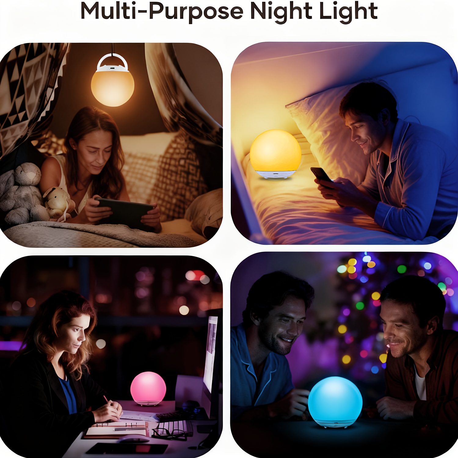 A 1500mAh circular lamp, perfect as a Christmas gift. Features a rechargeable battery and timer function. Automatically adjusts between single-color and multi-color modes. Ideal for living rooms, study areas, bedrooms, or as decorative gift lighting.