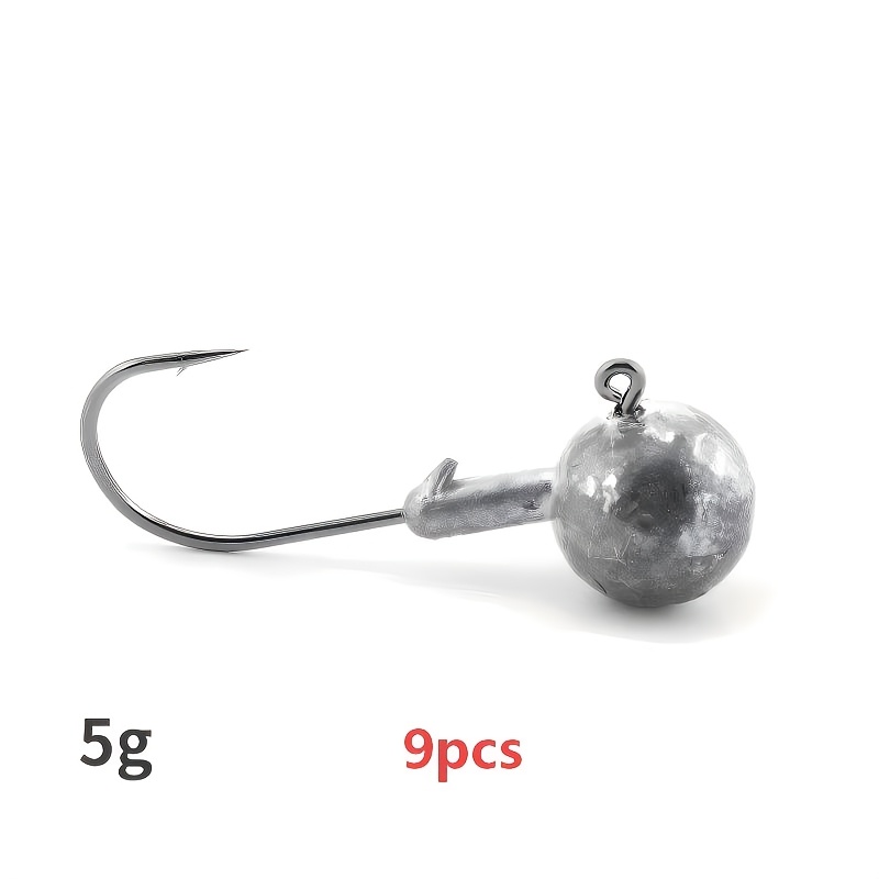 TEMU Paquete de 9 anzuelos de cabeza de jig afilados con plomada , señuelos de para pesca de sin enganches