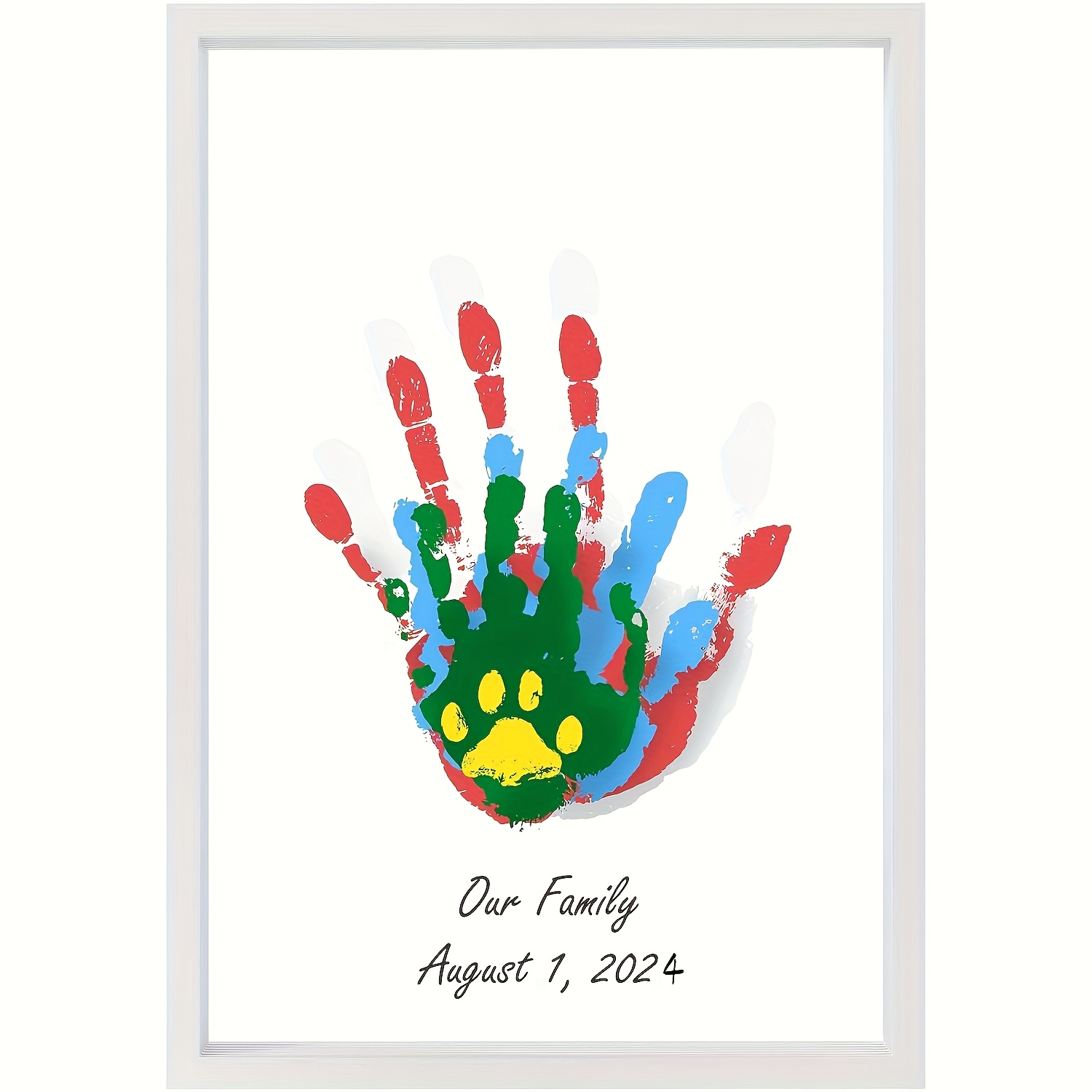 Family Handprint Memory Frame with 4 Handprint Slots and 6 Non-Toxic Colors, Gift for Family and Mother’s Day, Available in Black, White, an