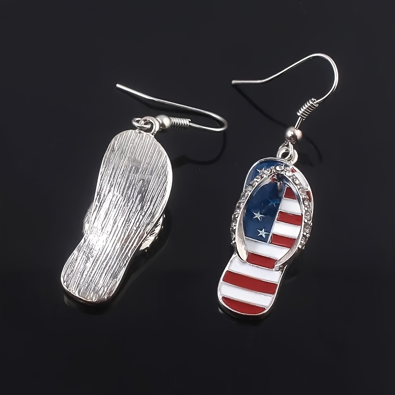 TEMU A Pair Of Patriotic American Flag Earrings - Celebration Jewelry, Slipper Patterns - Parties, Holiday Gifts And Summer Accessories, Summer Party Earrings | Celebration Earrings | Durable Earrings