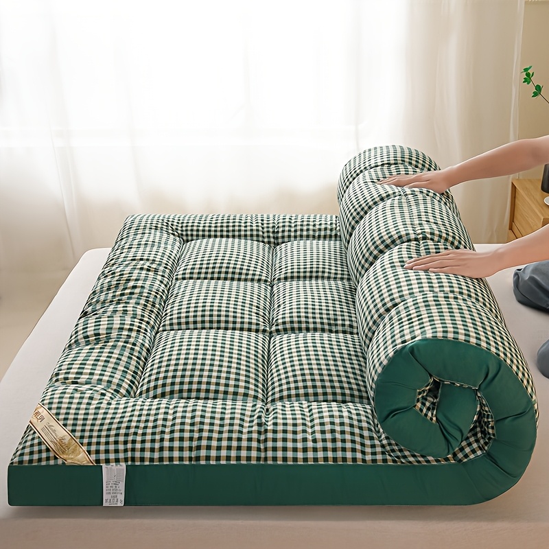 1pc solid color ultra soft three dimensional thick mattress a must have for home bedrooms a new thickened three dimensional mattress with plaid print a foldable design for   suitable for two people ideal for dormitories