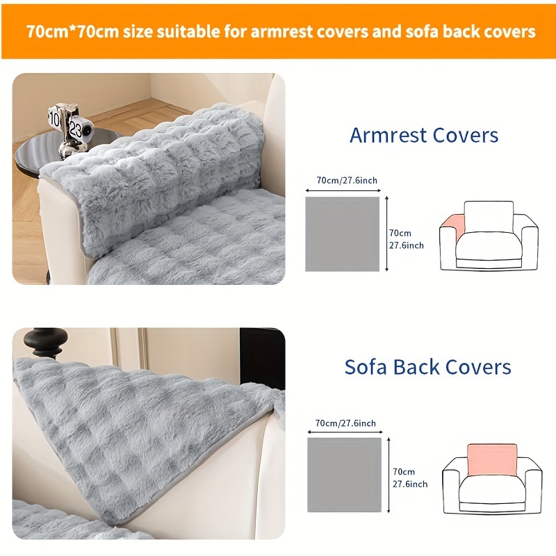 TEMU 1pc Faux Rabbit Plush Sofa Cushion Pet Sofa Cover Thick Plush Winter Cushion Protector Slipcover Anti-slip Bedroom Office Living Room Furniture