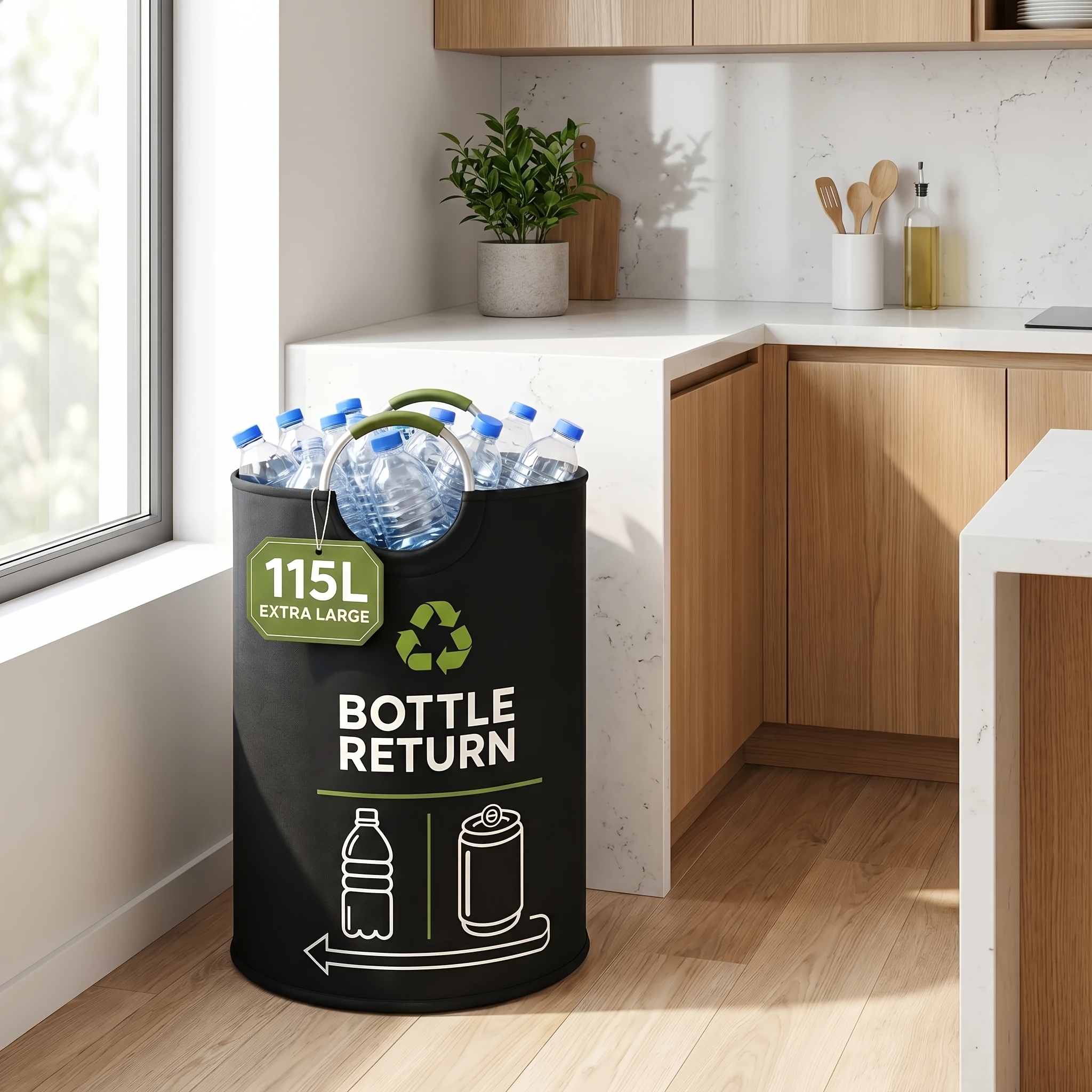 TEMU Extra Large Bottle & Can Return Recycling Bag, Reusable Deposit Collection Tote With Sturdy Metal Handles, Large Capacity Empty Beverage