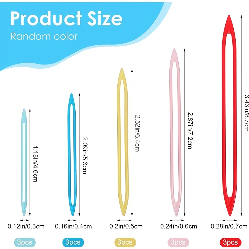 TEMU 15pcs (random Colors) Large Eye Plastic Knitting Needles, Sewing Needles Set, Yarn Needles For Knitting Crochet Embroidery Tapestry Textile