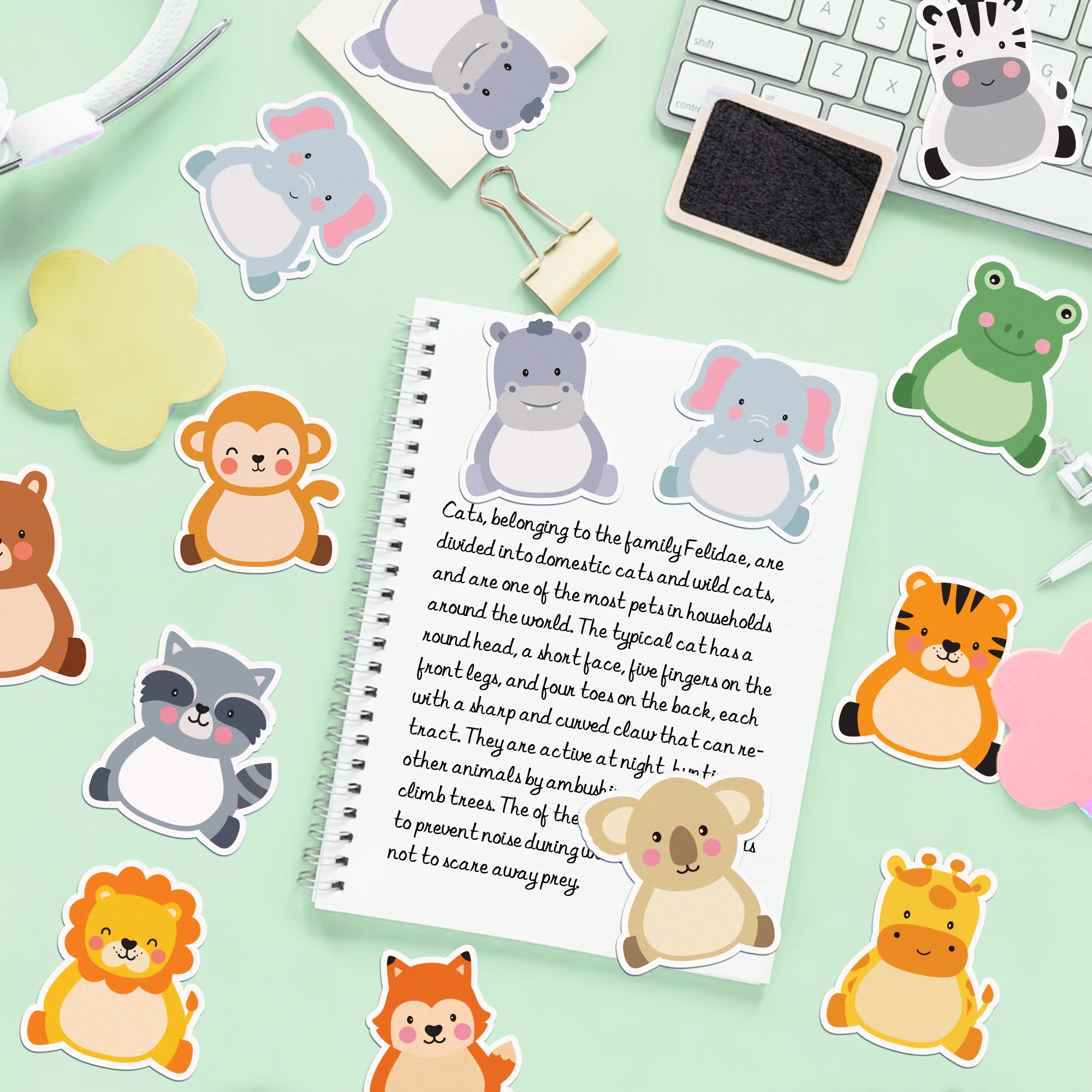 240pcs Cartoon Jungle Animals Sticky Notes