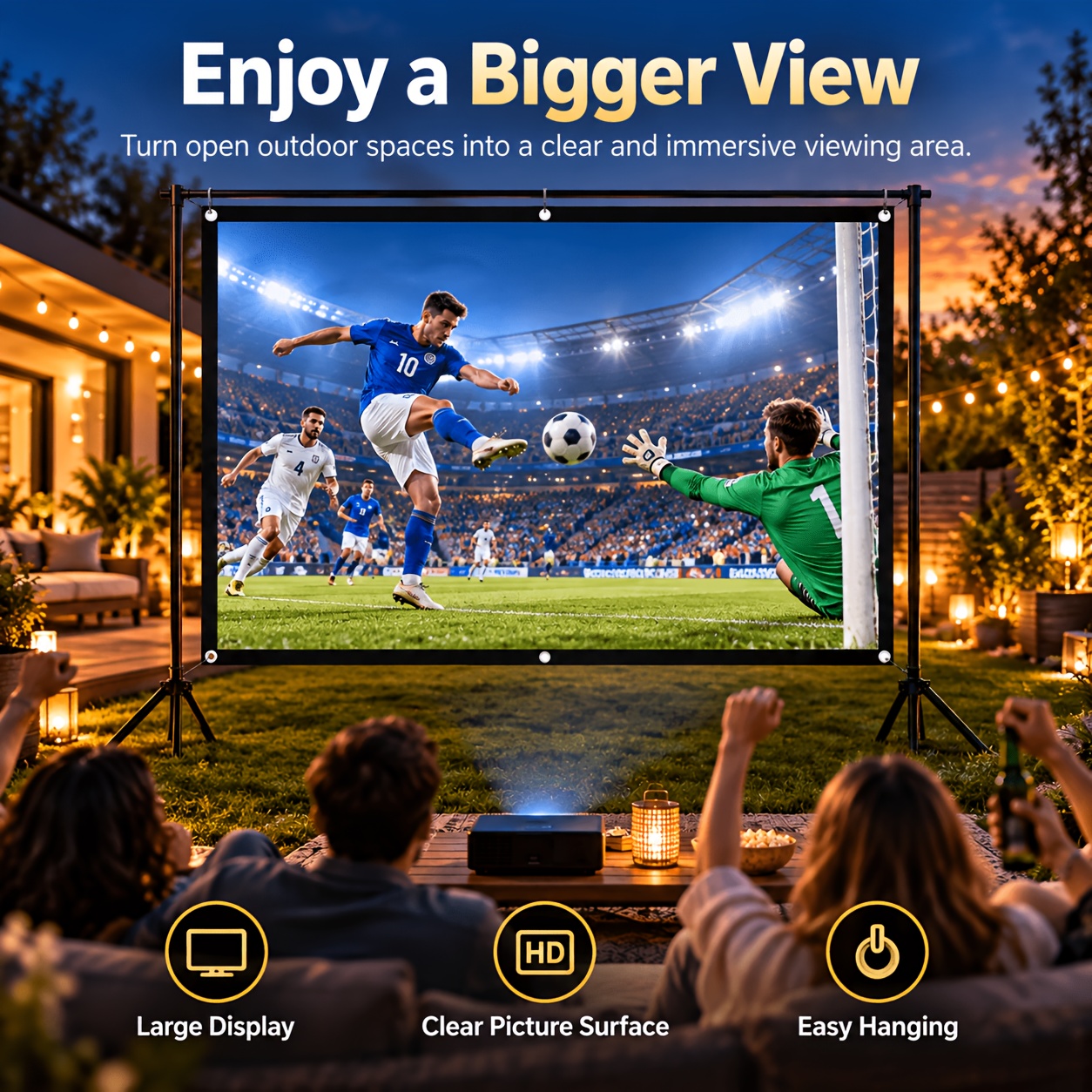 TEMU 100 Inch Projector Screen For Home Theater, 4:3 Foldable Projection Screen 220 X 142 Cm With 6 Hooks, Large Portable Movie Screen For Indoor