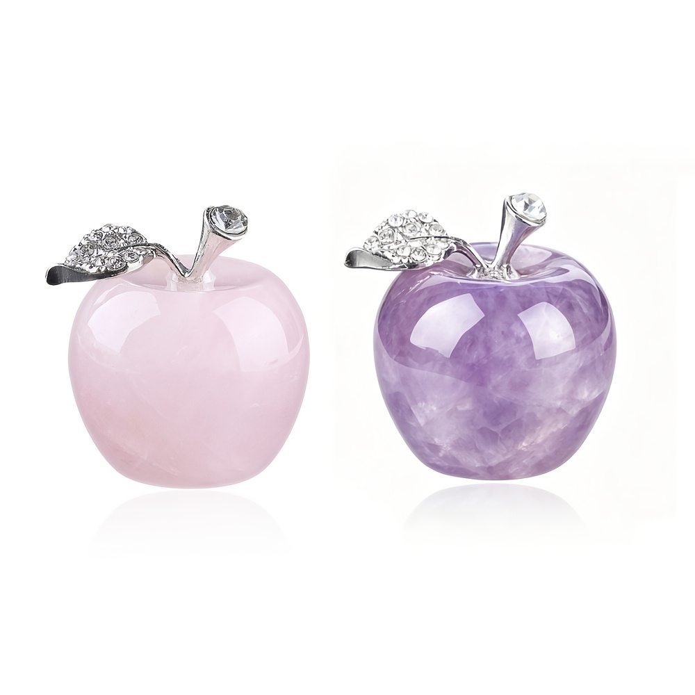 TEMU 2pcs Hand-carved Rose Quartz And Amethyst Natural Crystal Decorative Items. The Cute Serve As Accessories To Love And Protection. Suitable For