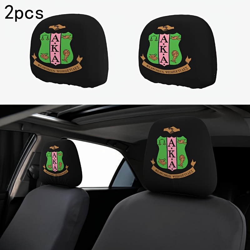 

2pcs Polyester Car Headrest For Sorority , Universal Fit Headrest Protectors And Trucks, Decorative Auto Accessories