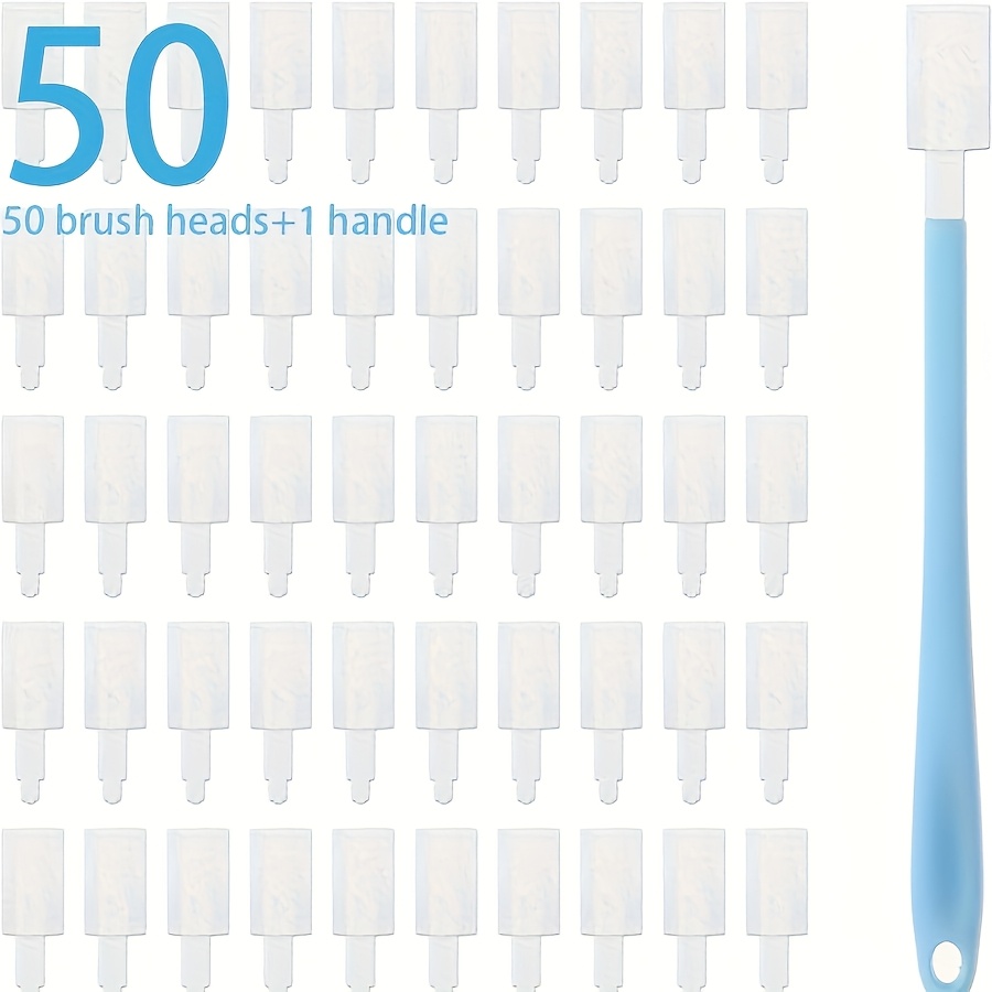 TEMU 50pcs+1 Handle/100pcs+2handle, Disposable Cleaning Brush Set- Suitable For Small Spaces, Corners And Crevices- Perfect For Windows, Appliances,