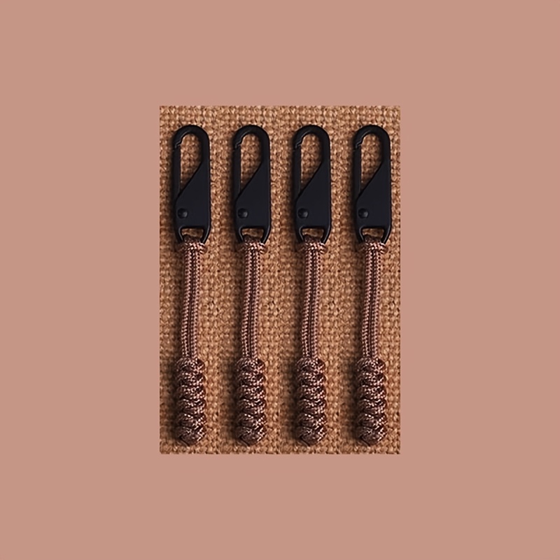 Image of 4/8pcs 3.9-inch Replaceable Zipper Pulls, Umbrella Rope Braided Zipper Heads, Multicolor Combination, Polyester Core Cord With Metal Zipper Slider