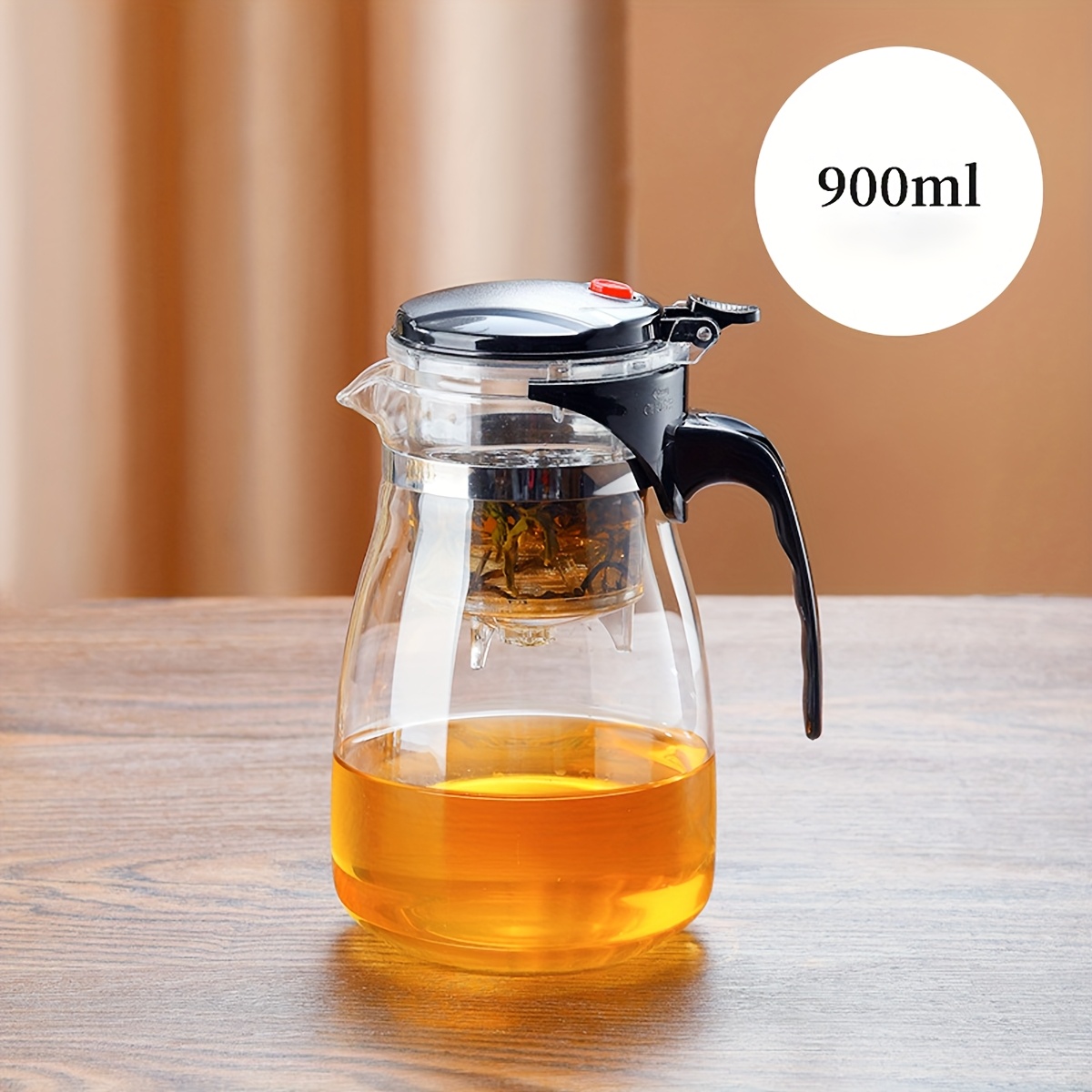Image of 1pc Premium Thick Glass Teapot With Infuser Filter - Heat Resistant, Dishwasher Safe, Ideal For Coffee And Loose Leaf Tea, Perfect Gift For , Filtered Tea, Home Use