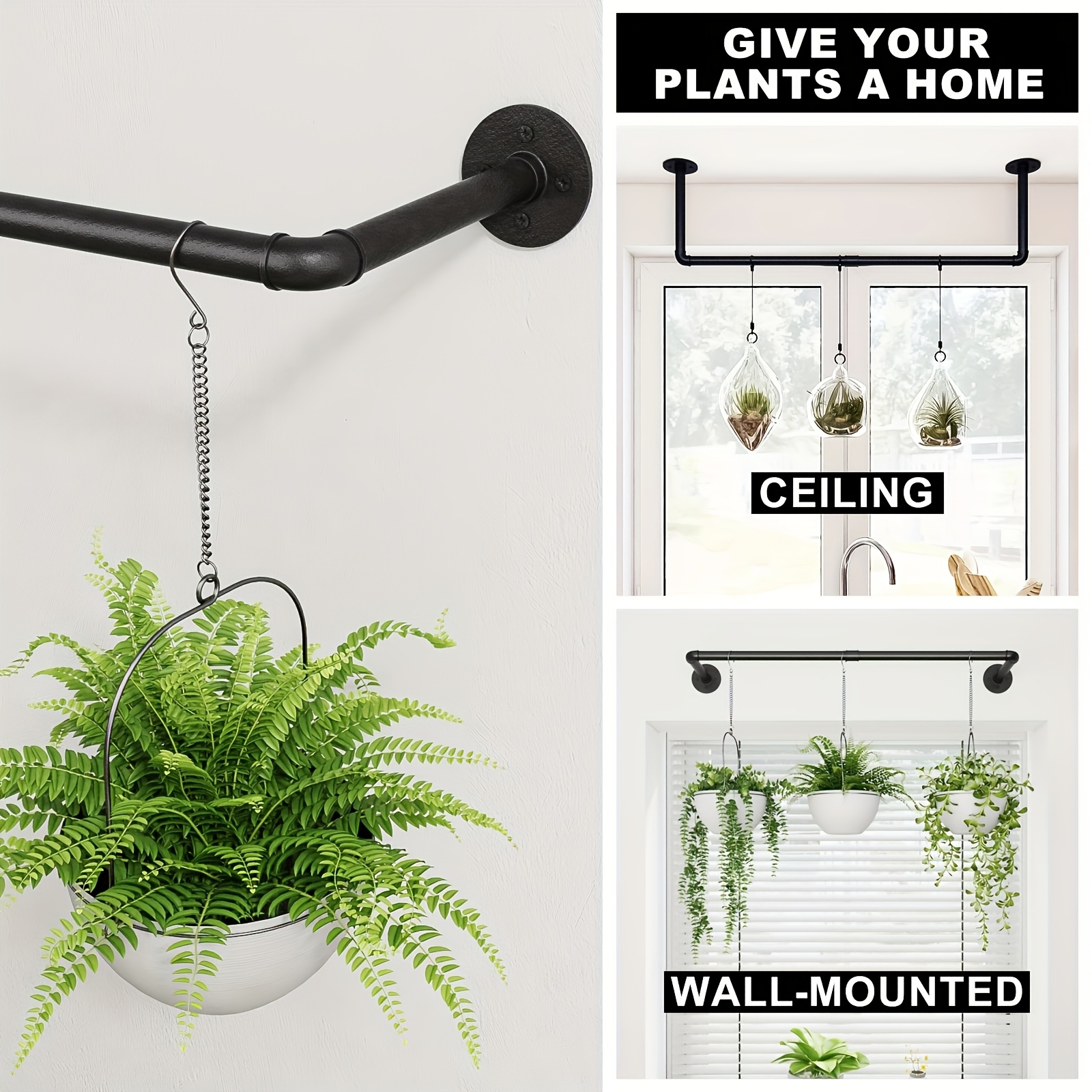 unique plant stands indoor VivaStyle Plant Stand, Macrame & Wood, Hanging Plant Stand, 32