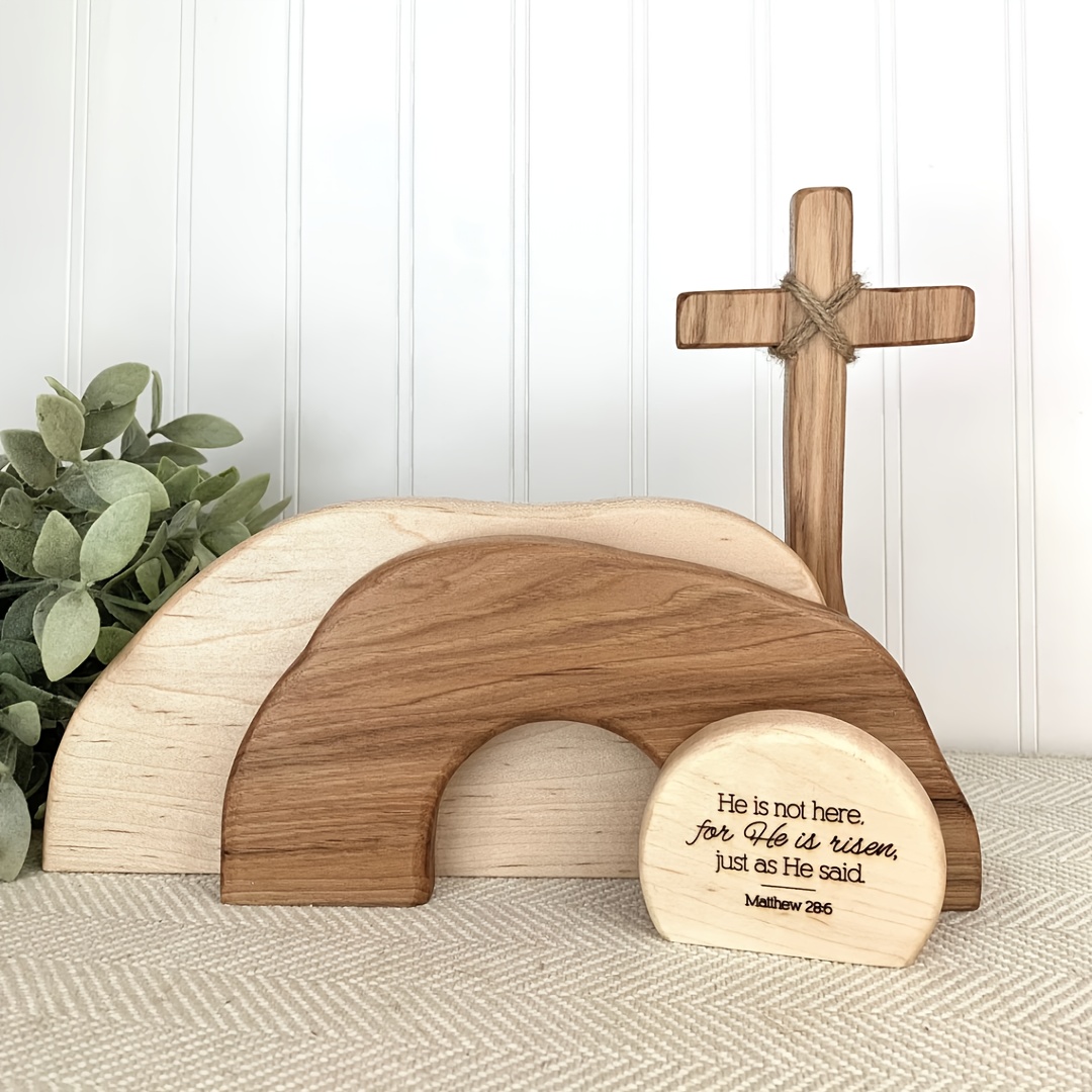 Image of Wooden Christmas Decorative Plaque, Wooden Tabletop Decoration For Christmas Nativity, Bible, And Halloween