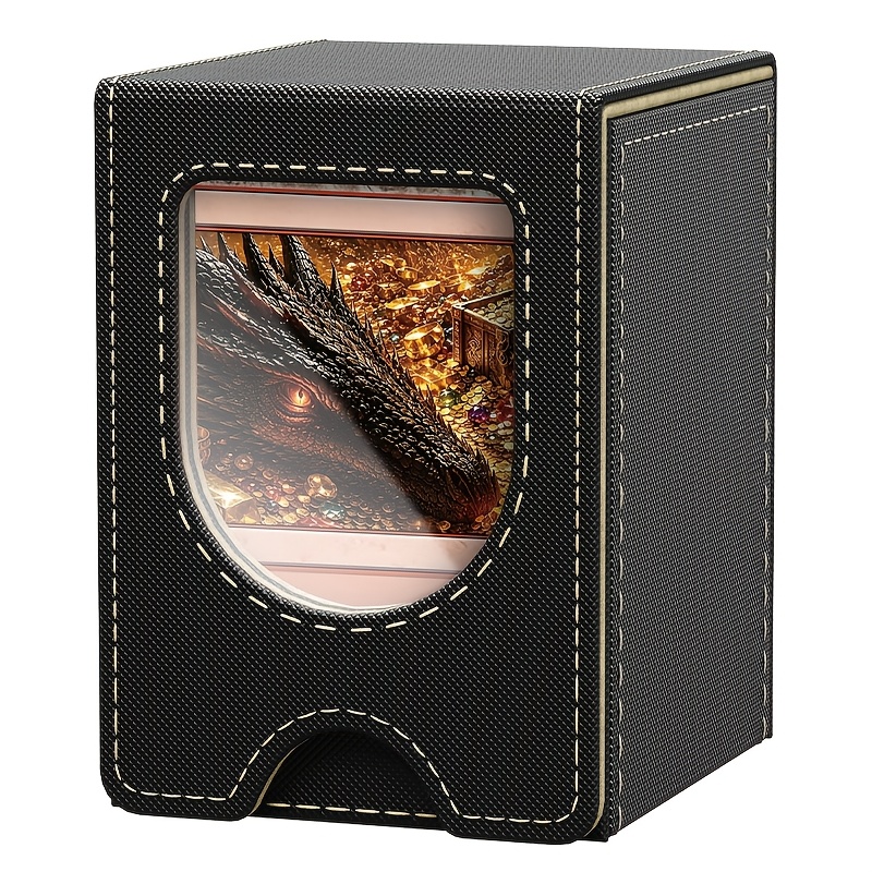 TEMU Boîte à jeu de cartes pour MTG avec vitrine, étui à cartes pour plus de 100 cartes à double pochettes, boîte à cartes Magic compatible avec