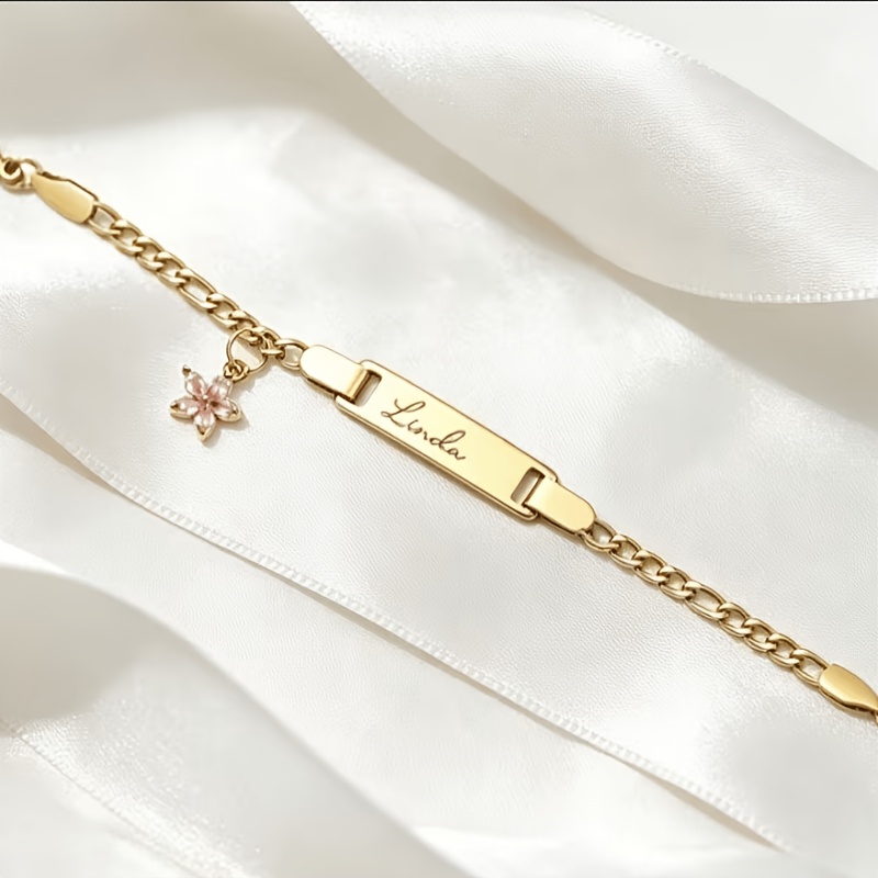 TEMU Customized Stainless Steel Personalized Cute Name Bracelet, Birthday Gift,delicate Engraving, Stylish, Tidy, Colorful, Modern, Adorable