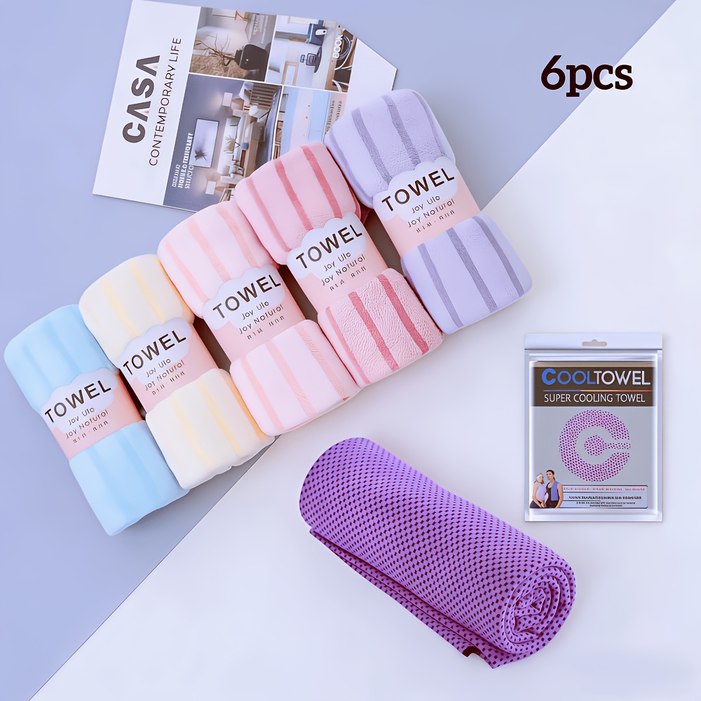 TEMU 5-pack Coral Fleece Towels Suitable For - Thickened Absorbent Bath & Face Towels With Color-coded Strips (5 Colors), Rectangular For, Spa, &