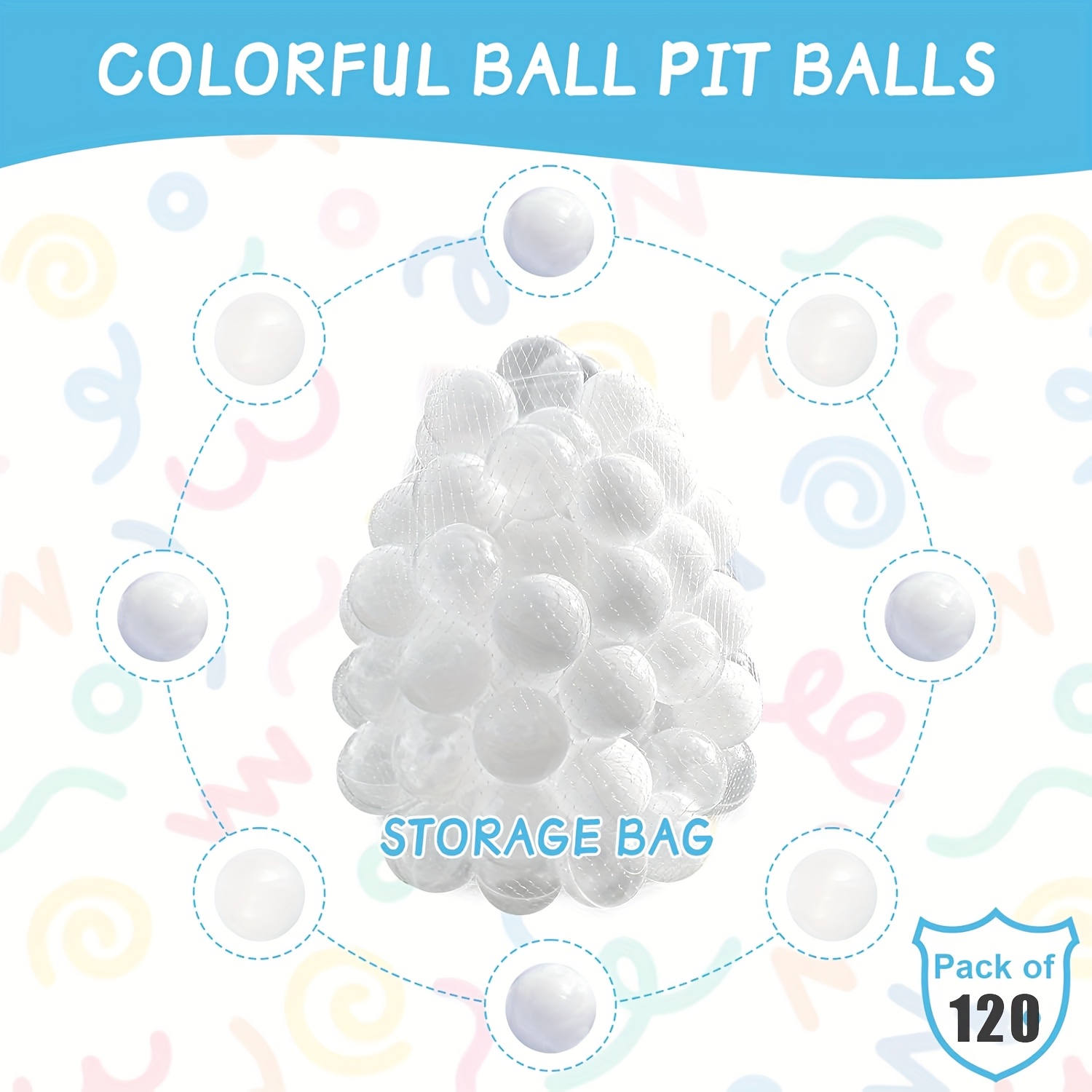 Image of 120pcs Ocean Balls - Pe Material, Ideal For ' Color , Home Decor & Holiday Gifting