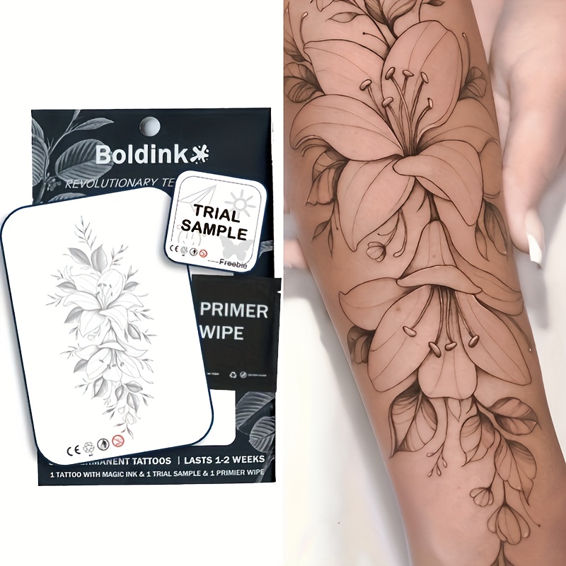 

Boldink Revolutionary Technology Tattoos, Semi-permanent Tattoos, Lotus, Temporary Tattoos, Long Lasting, Fake Tattoos, Water-resistant, Authentic Tattoo Look, Plant-based, Tattoo, Sh142