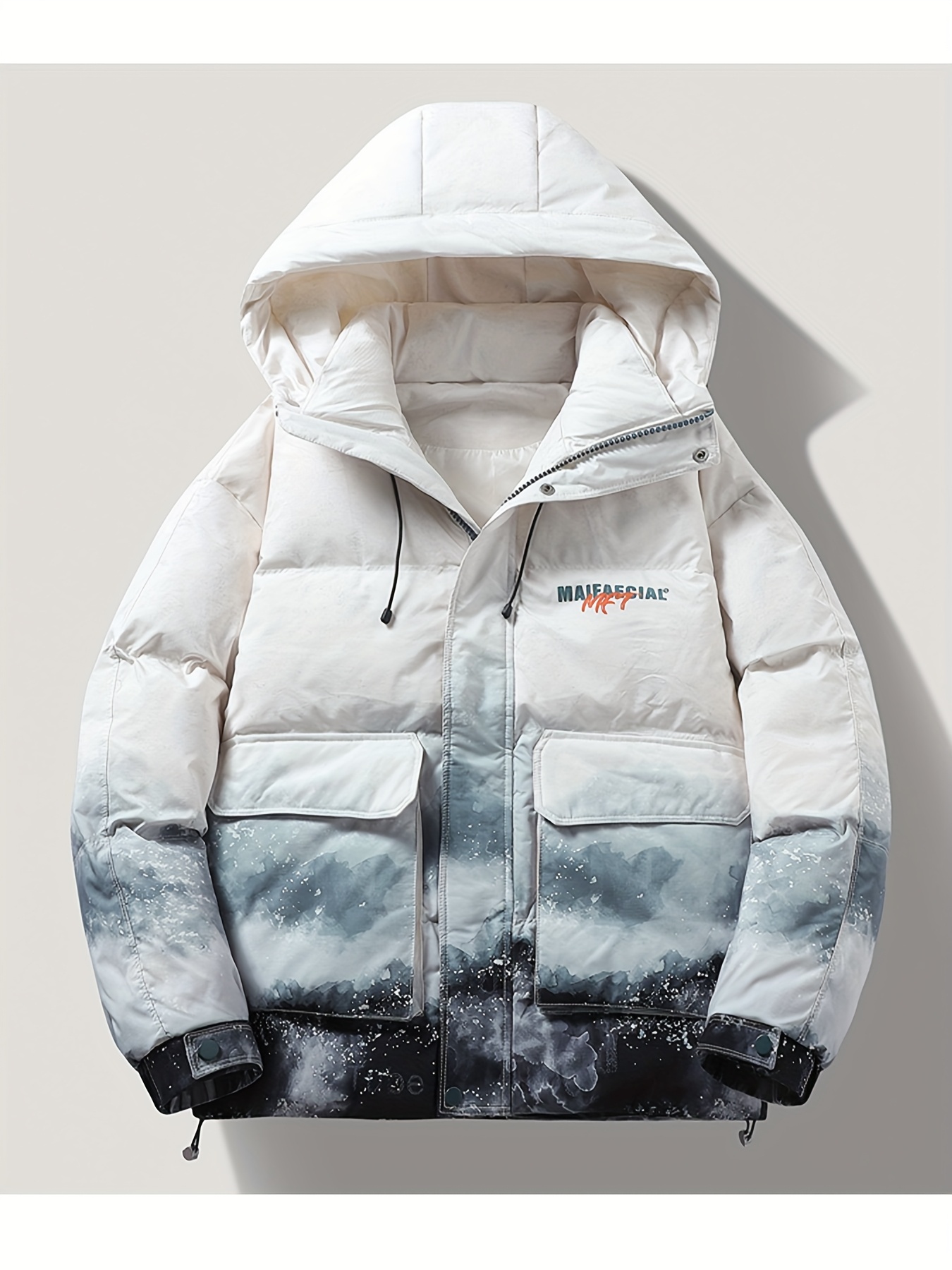 Men's Winter Hooded Down Jacket, Warm Gradient Coat
