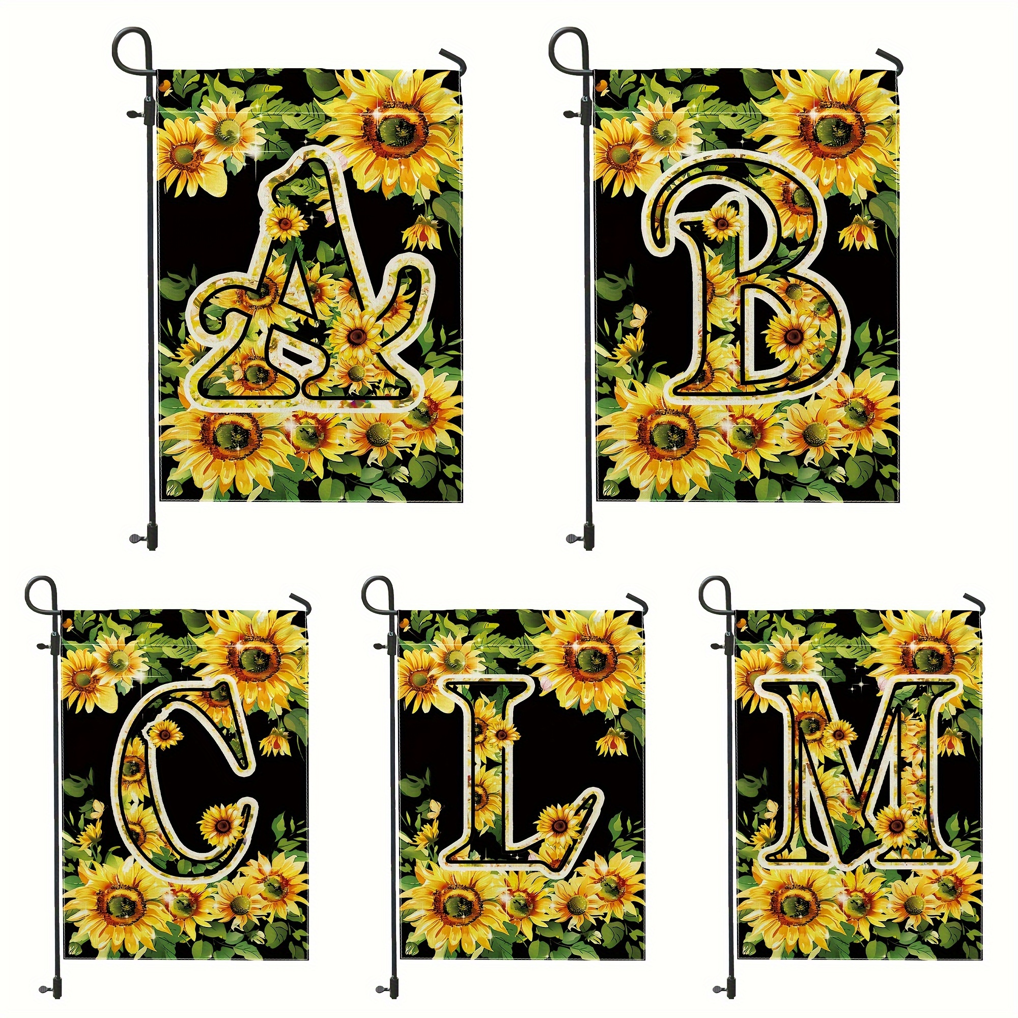 

1pc, Vertical Double Sided Rustic Farmhouse Linen Outdoor Garden Flag, Alphabet Garden Flag Sunflower Yellow Black Garden Flag 12*18 Inch, Porch Holiday Decoration Suitable For Garden Patio Decoration