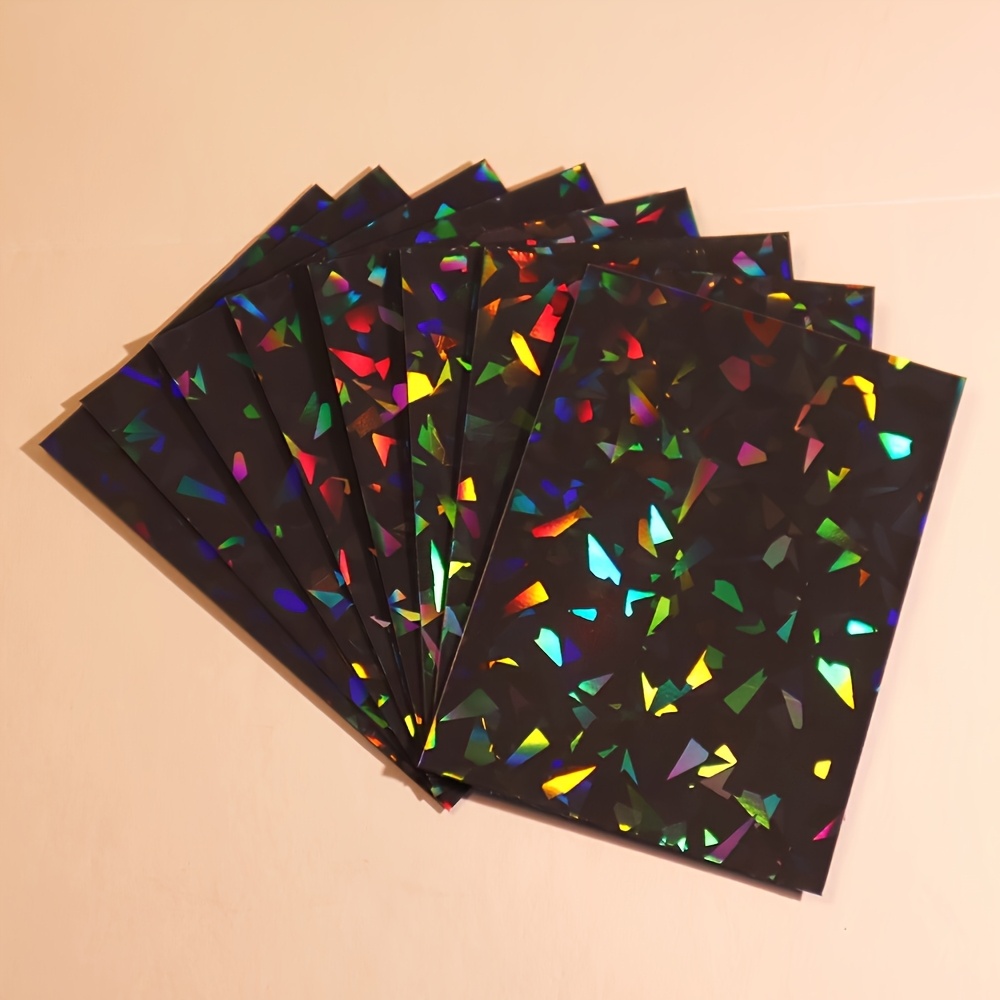 60-pack holographic card sleeves, 67x92mm, premium pp material, rainbow foil  design, shiny card protector covers for standard game cards - toys & games  - Temu