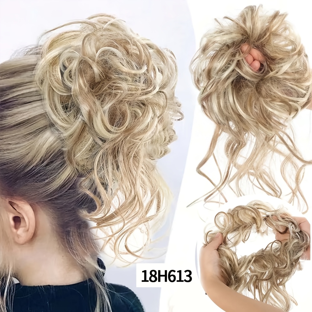 TEMU 1 Piece Messy Bun Wig, Curly Bun Hairstyle With A Hair Tie, Suitable For Women' Wear, Parties, And Weddings. A Christmas And New Year Gift, Easy