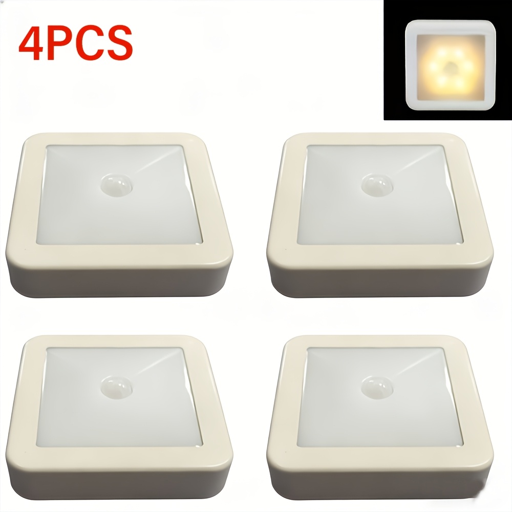TEMU 4pcs -sensor 6-led Floor/ceiling/wall Light Set With A Design, Ideal For , Stairwells, Living Rooms, Bedrooms (batteries Not Included), Homes,