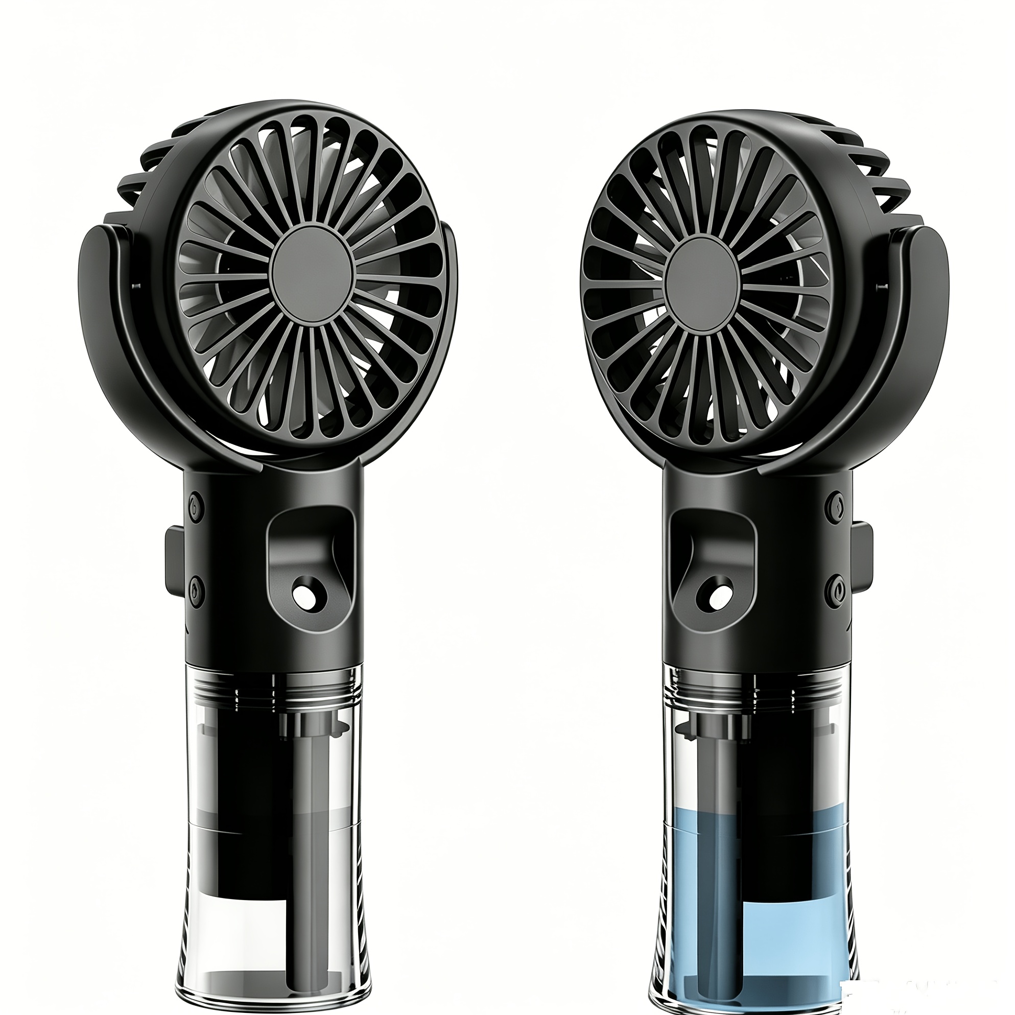 2pcs Portable Handheld Misting Fan, Rechargeable Mini Personal Fan With 4 & 55ml Tank, 360&deg; Swiveling Cooling Blower For Travel, Camping, Outdoor