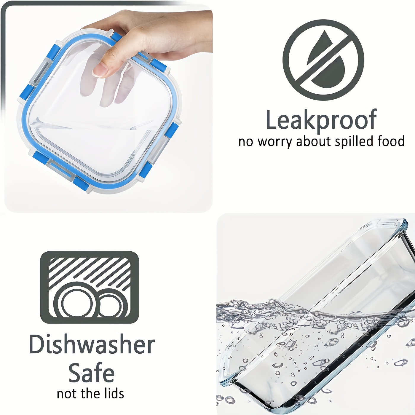     glass food storage containers with snap locking lids glass meal prep containers set airtight lunch containers microwave oven freezer and dishwasher Product details 8