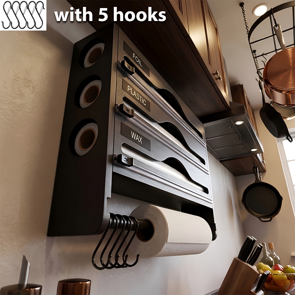 Image of 4-in-1 Wall-mounted Storage Rack, Kitchen Storage Box , For Storing Toilet Paper Rolls And Aluminum Foil, Counter Space And Improving . A Must-have For Home