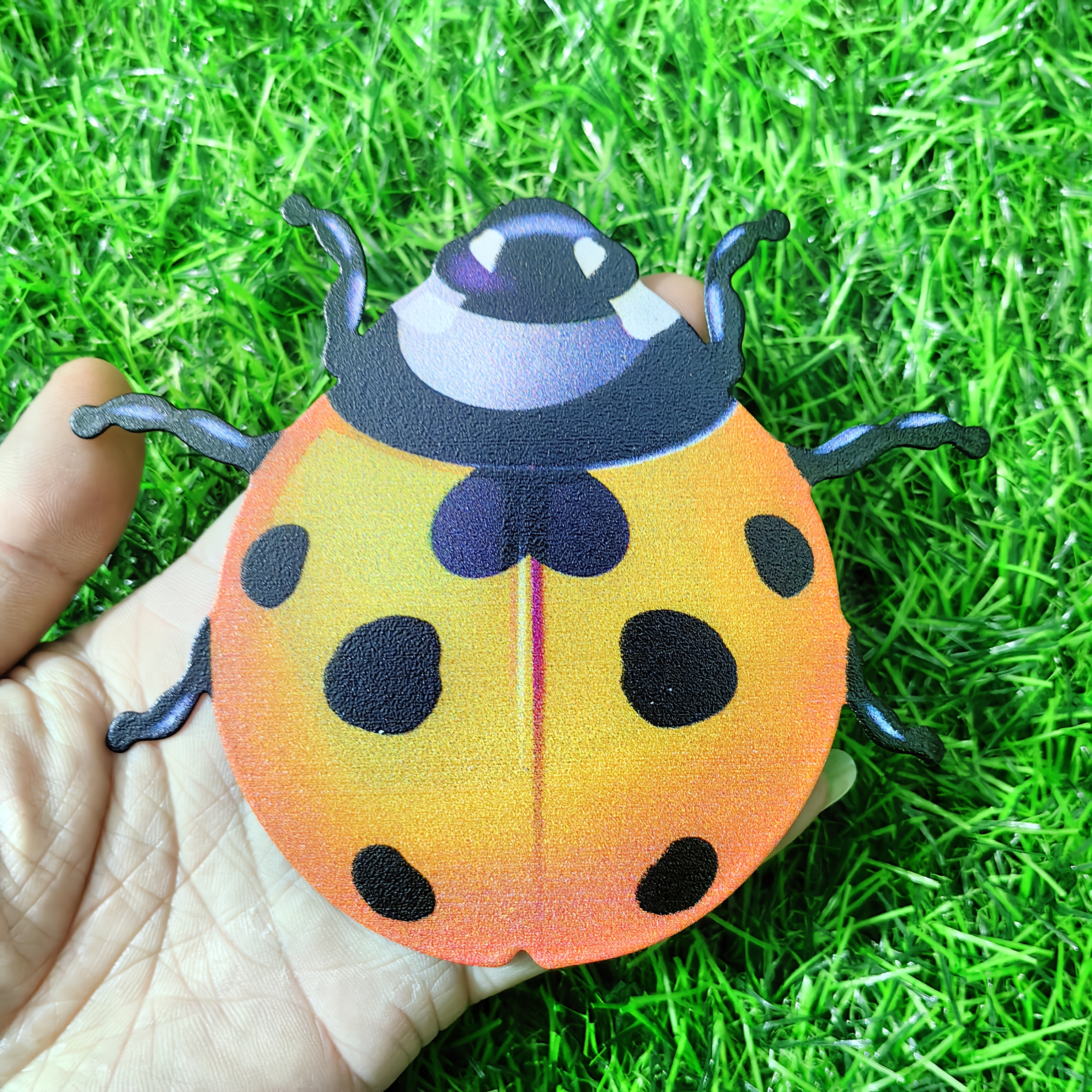 2d Flat Printing Metal Ladybug Garden Decoration, , For Living Room, Kindergarten, Outdoor Craft