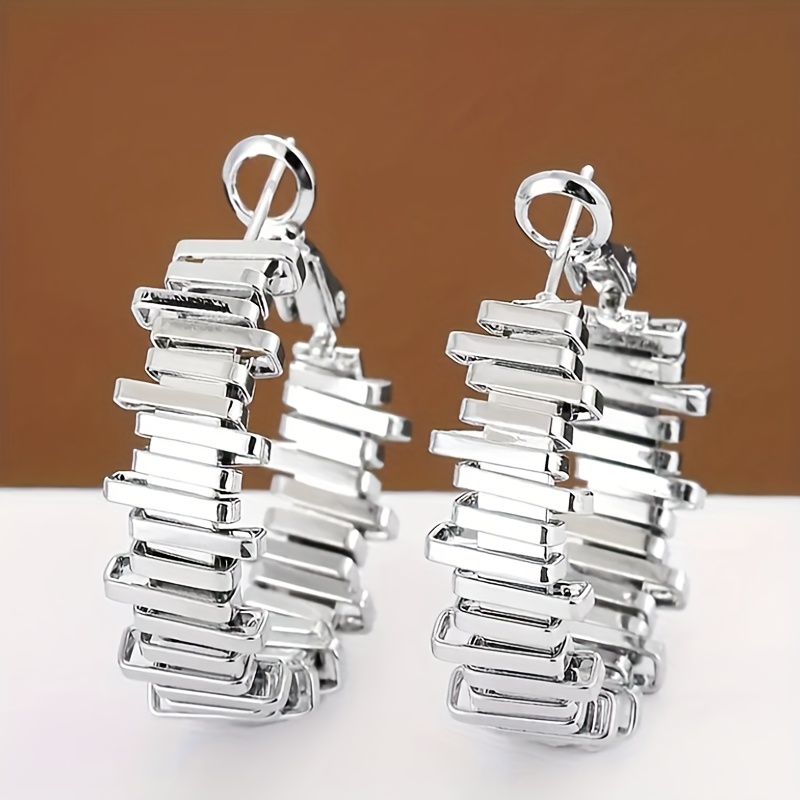 TEMU Women's Fashion Hoop Earrings | Unique Irregular | Iron With Stainless Steel Posts | Minimalist Style For Parties & Casual Attire, Party