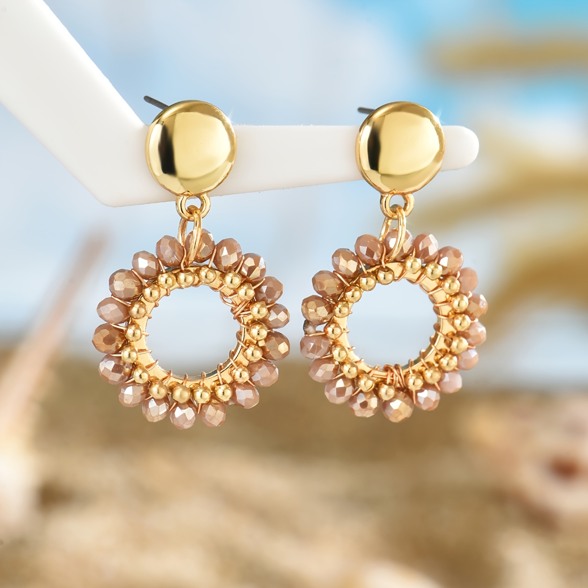 TEMU Un di orecchini a boh矇mien vintage stile con perline colorate, con un design , e in stile Ins con un elegante tocco . Questi orecchini pendenti