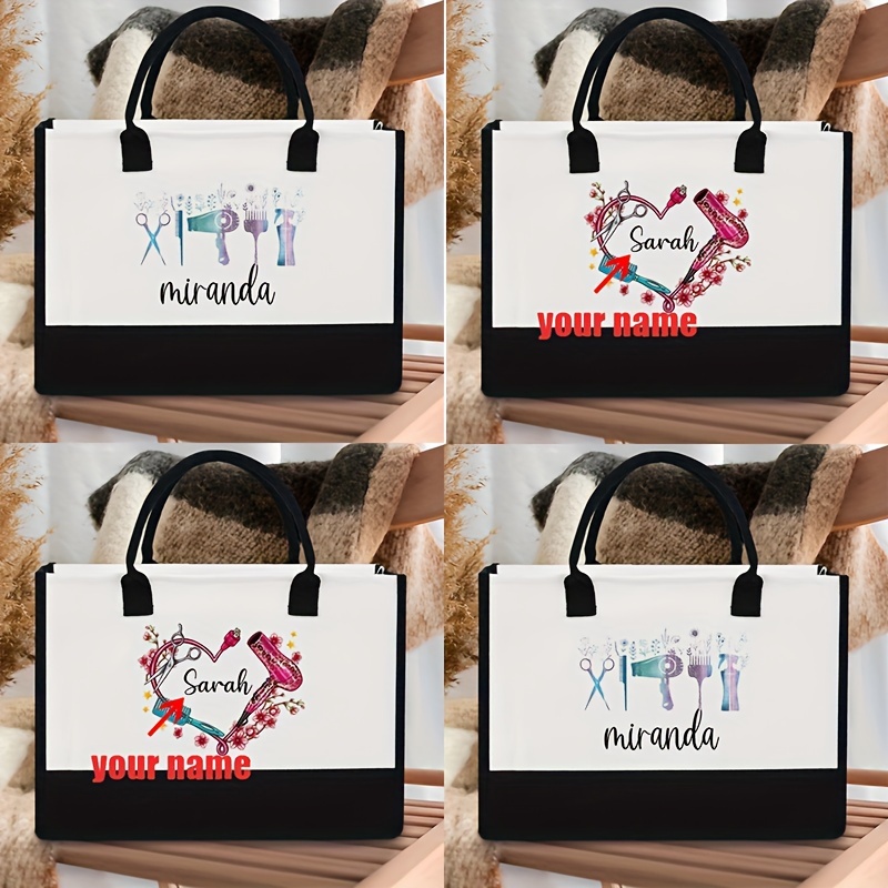 

1pc Personalized Tote Bag For Women, Monogrammed , Polyester , Cosmetology Makeup Bag, , ,