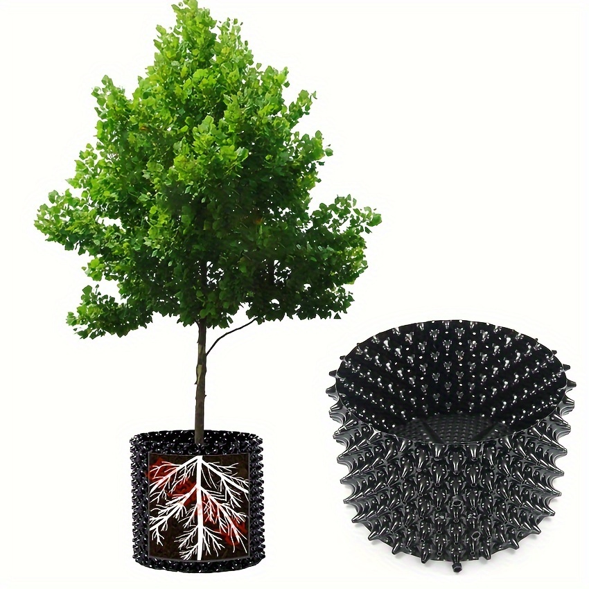 

1pc, Root Control Air Pruning Pot, 5 Gallon/25 Gallon, Rustic Style Black Plastic Garden Planter For Healthier Plant Roots, Outdoor Planting And Nursery